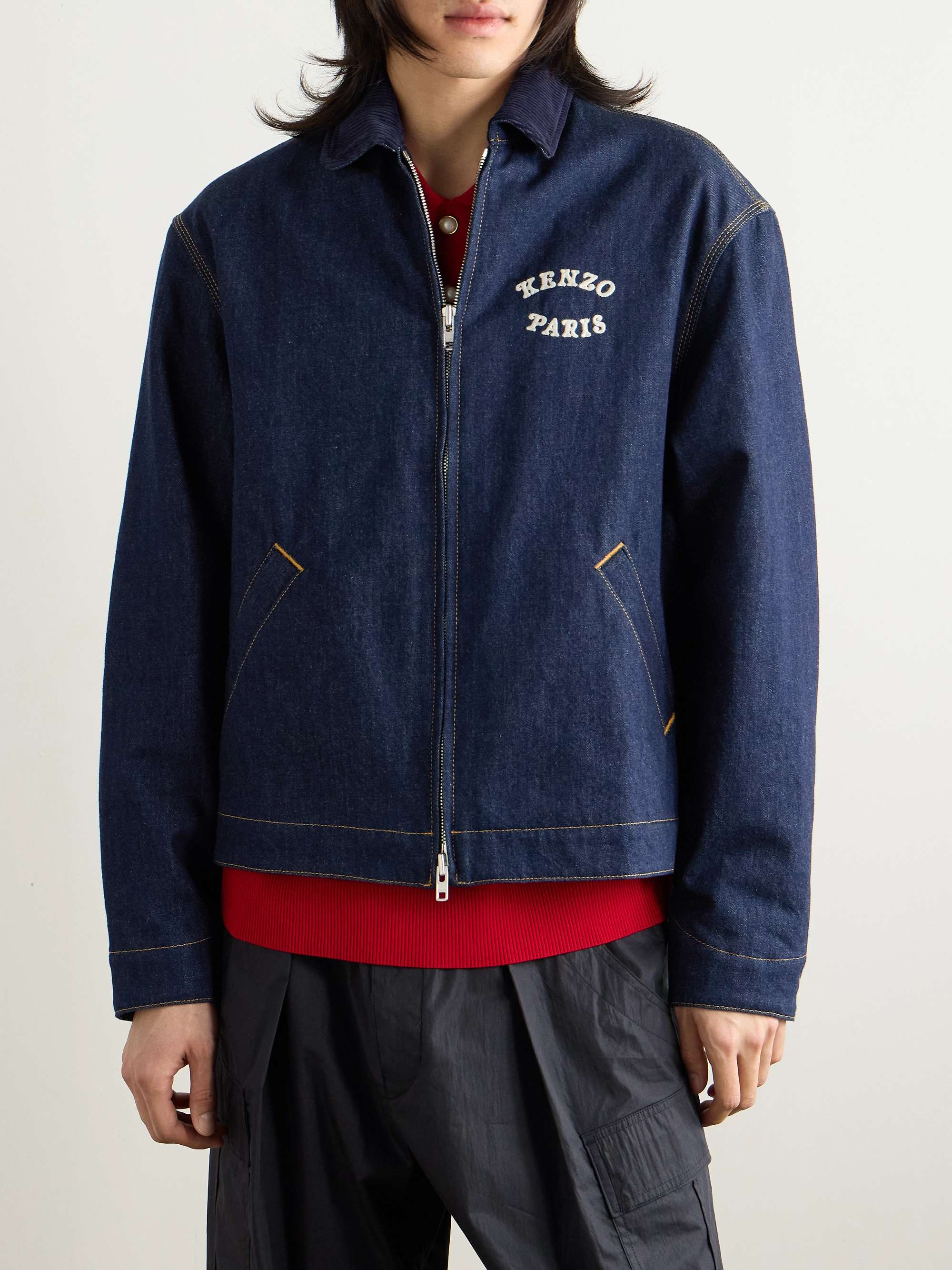+ Verdy Market Corduroy-Trimmed Logo-Embroidered Appliquéd Padded Denim Jacket view