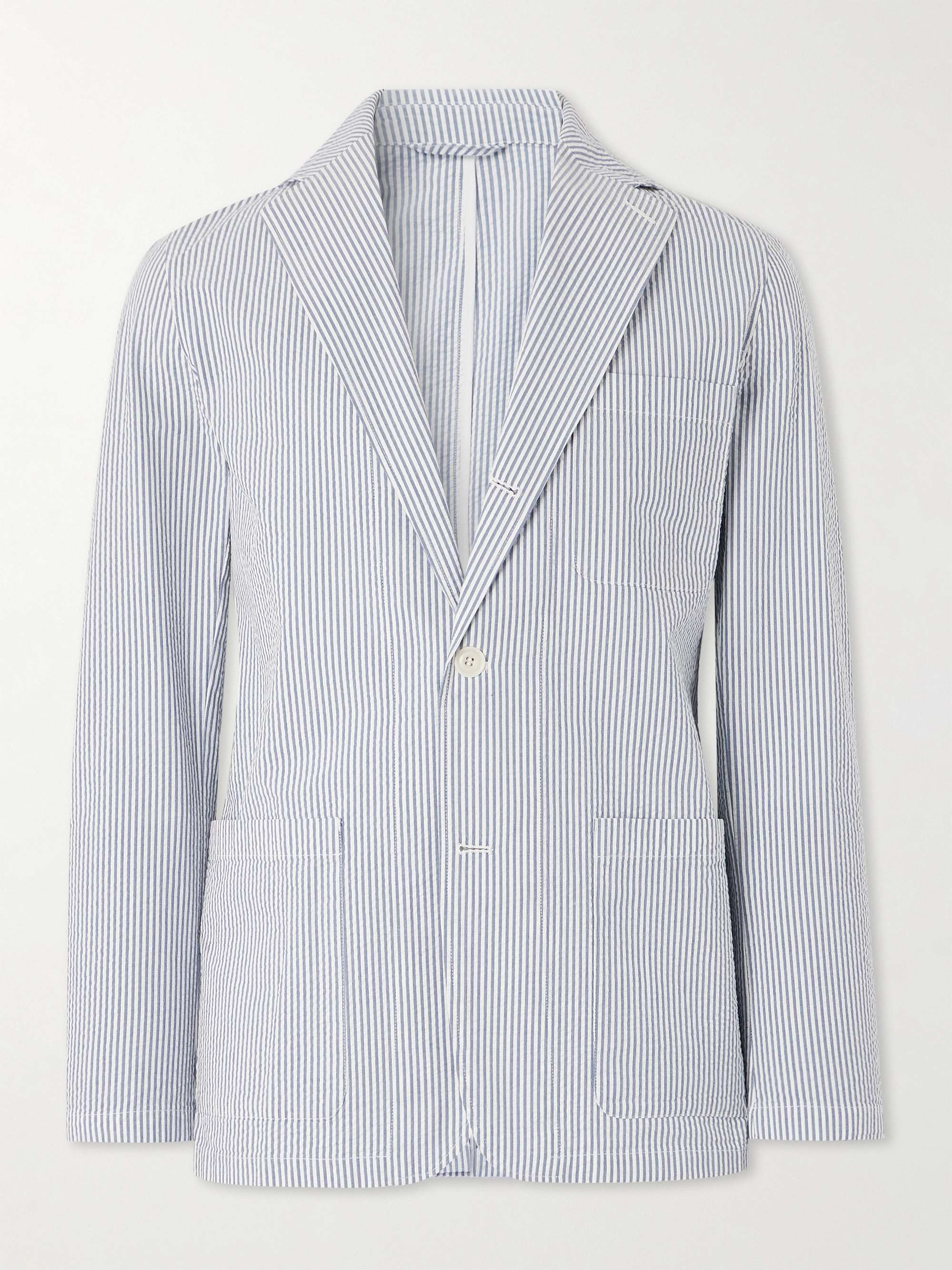 Jobby Unstructured Striped Cotton-Seersucker Blazer view