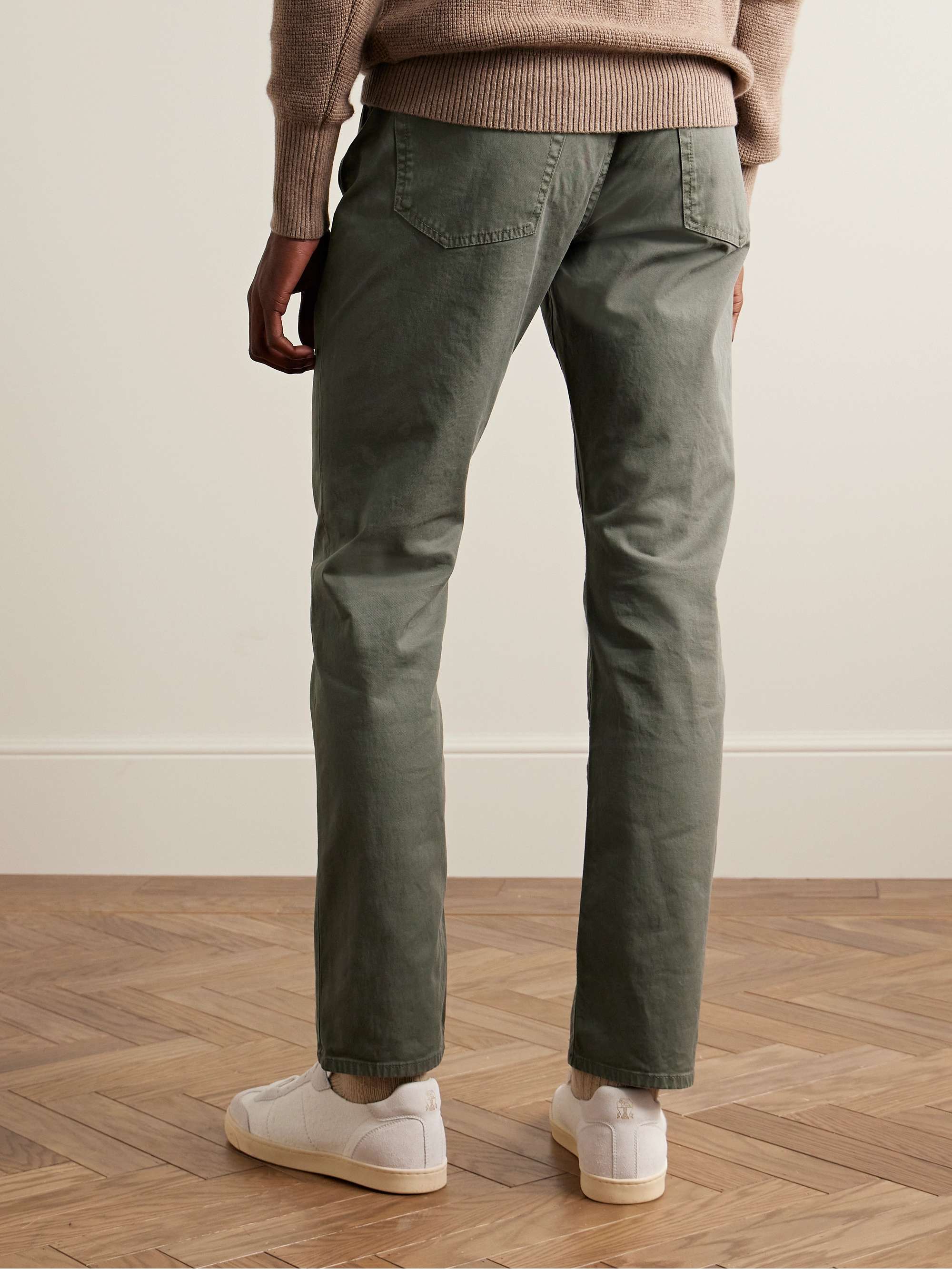 Straight-Leg Stretch-Cotton Twill Trousers view
