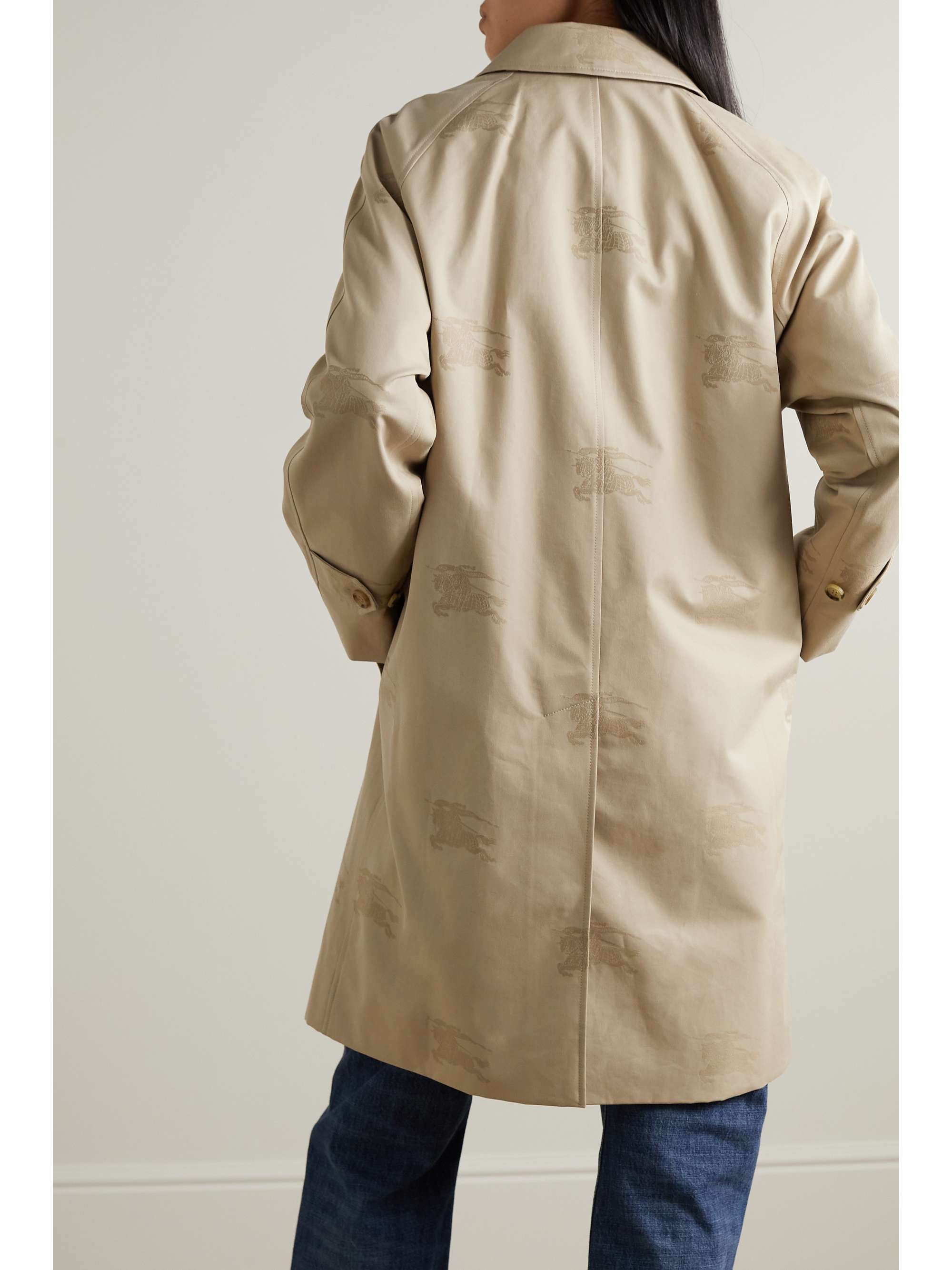 Cotton-garbadine jacquard trench coat view