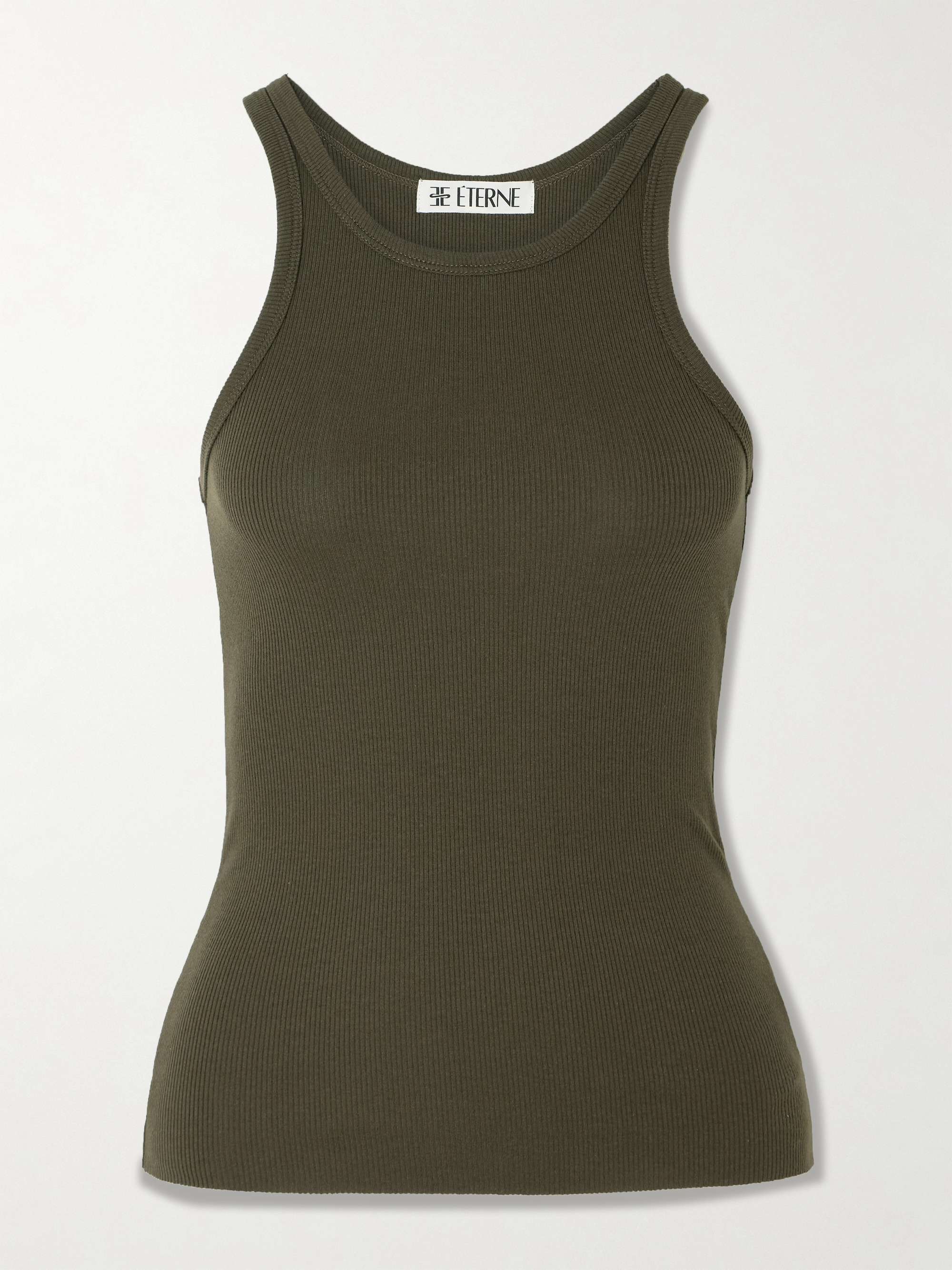 Ribbed stretch-cotton and modal-blend tank view