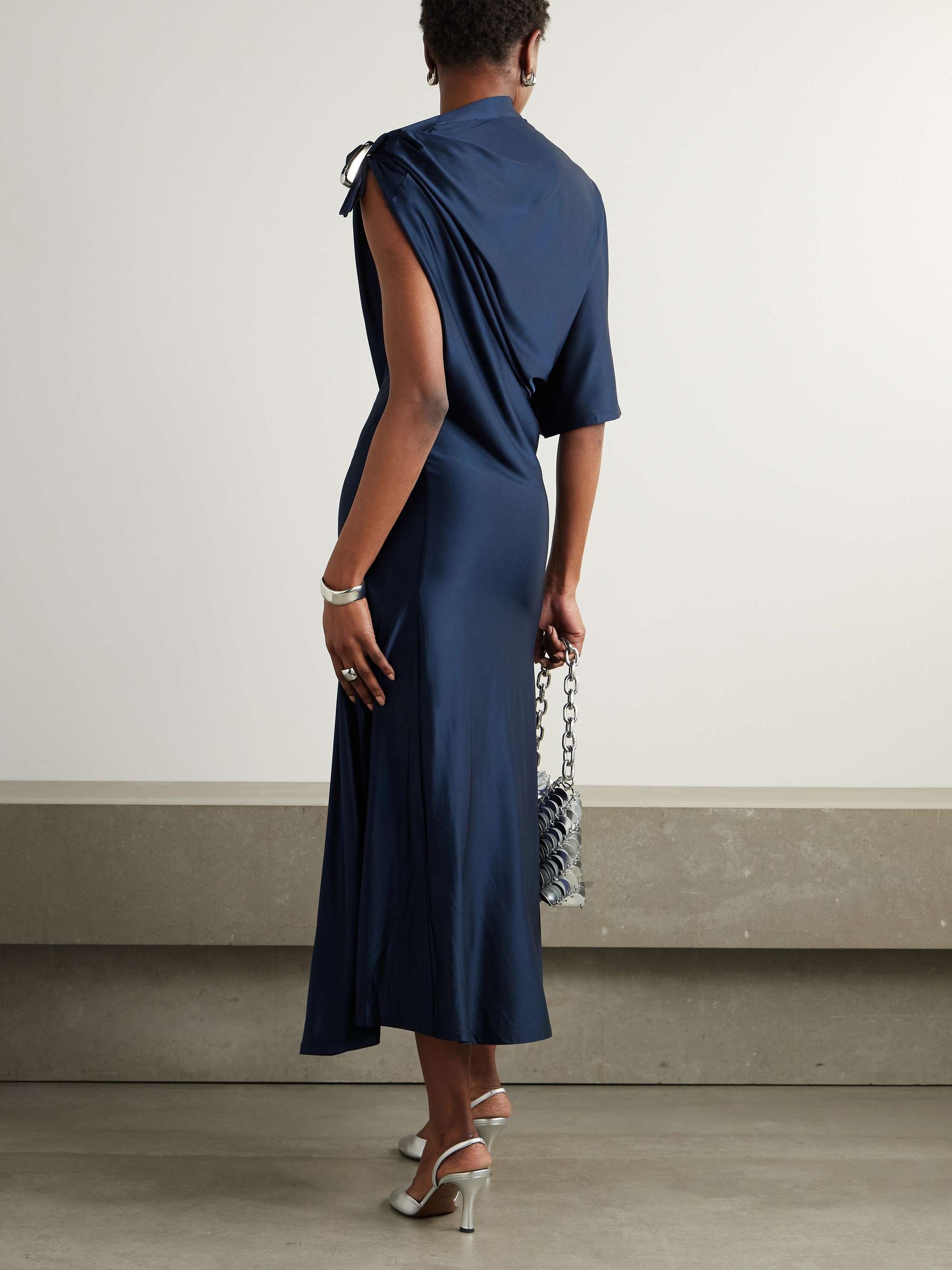 Embellished satin midi dress view