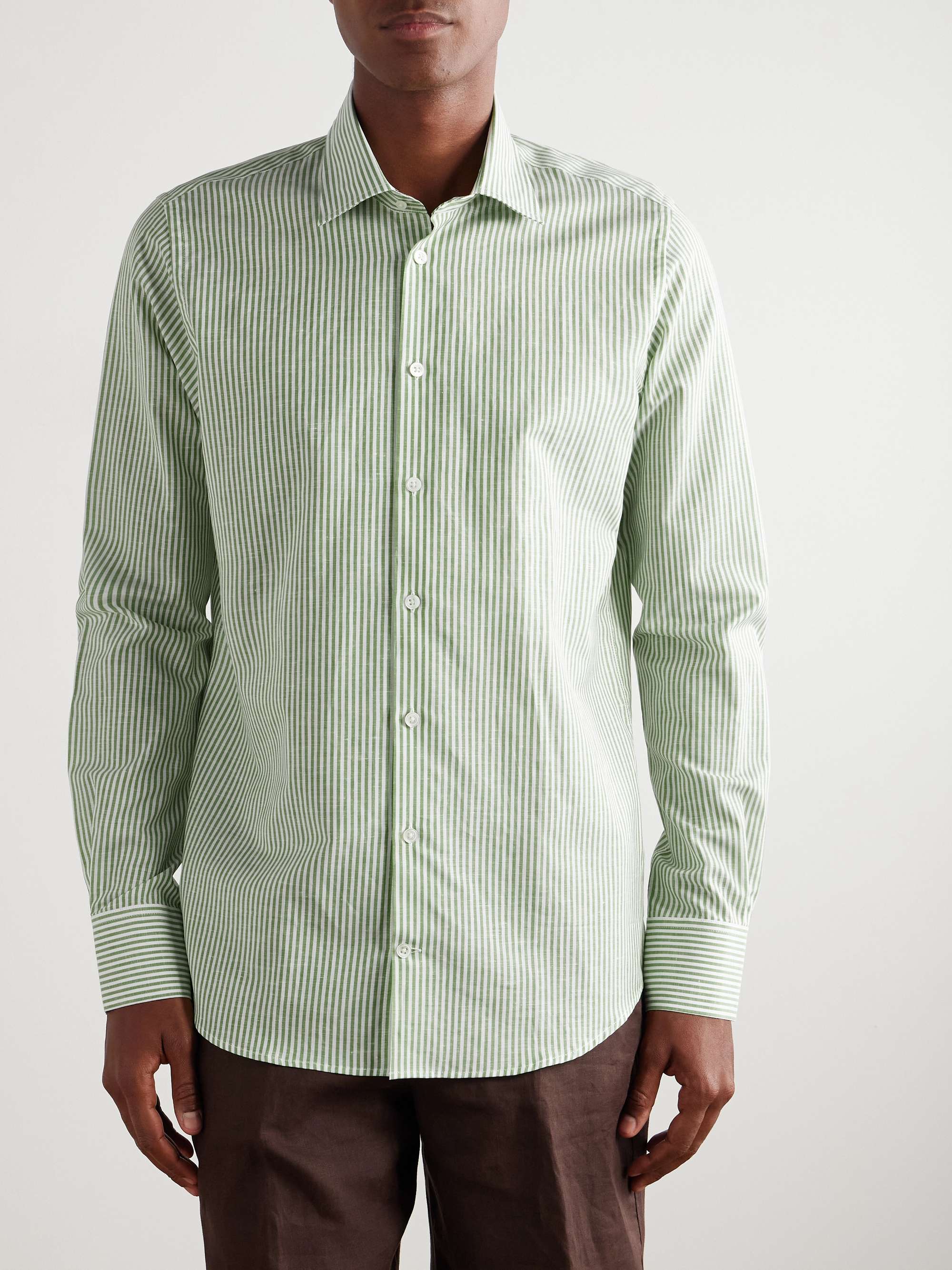 Slim-Fit Striped Linen Shirt view