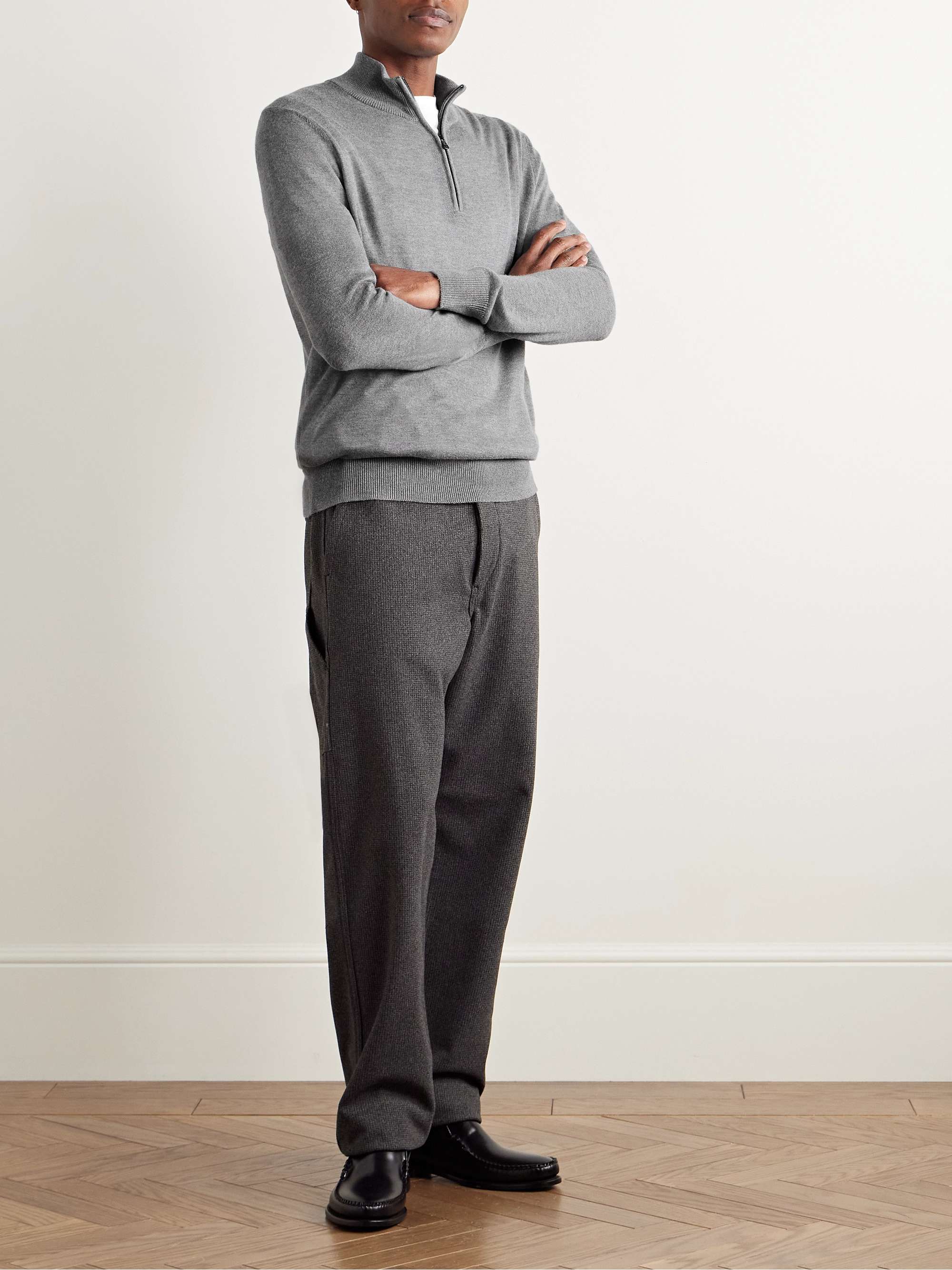Mulberry Silk and Cashmere-Blend Half-Zip Sweater view