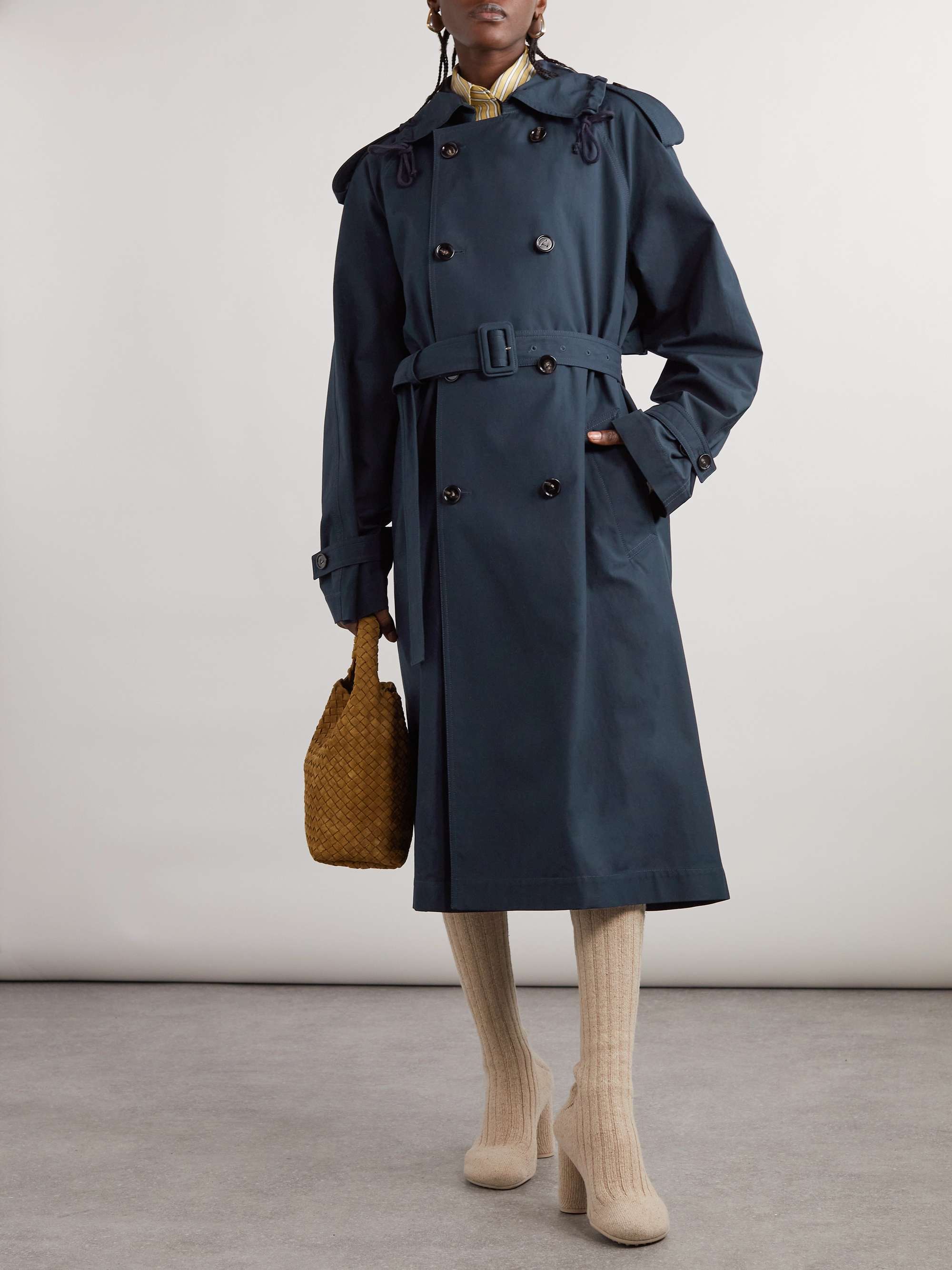 Belted wool-gabardine trench coat view