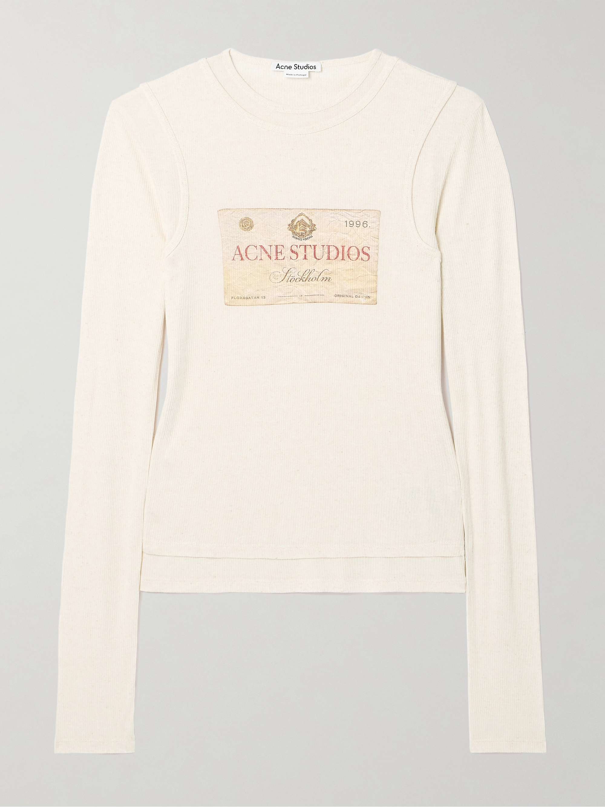 Layered printed ribbed modal and linen-blend jersey top view