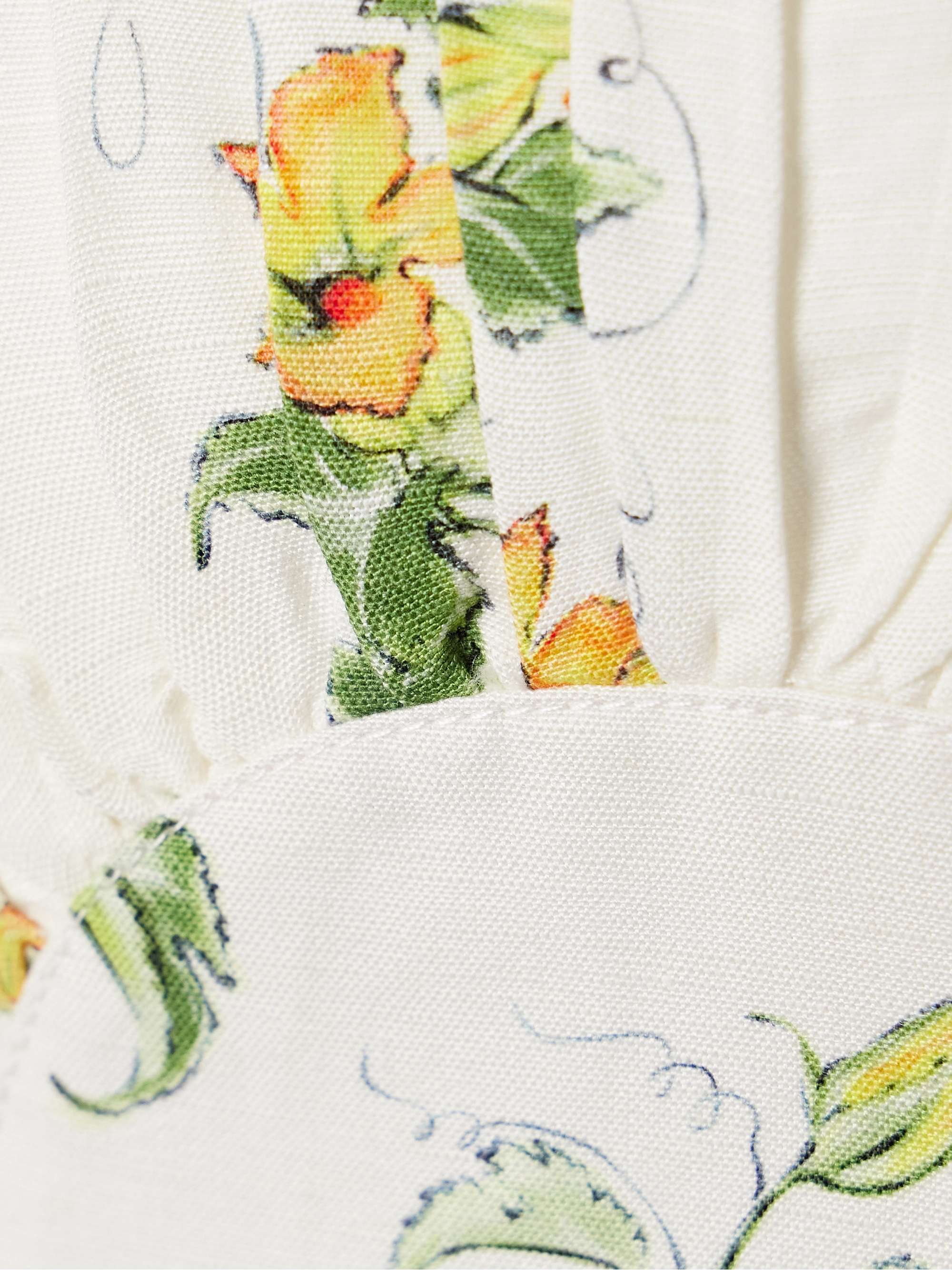 Otta strapless pleated floral-print linen-blend bustier top view
