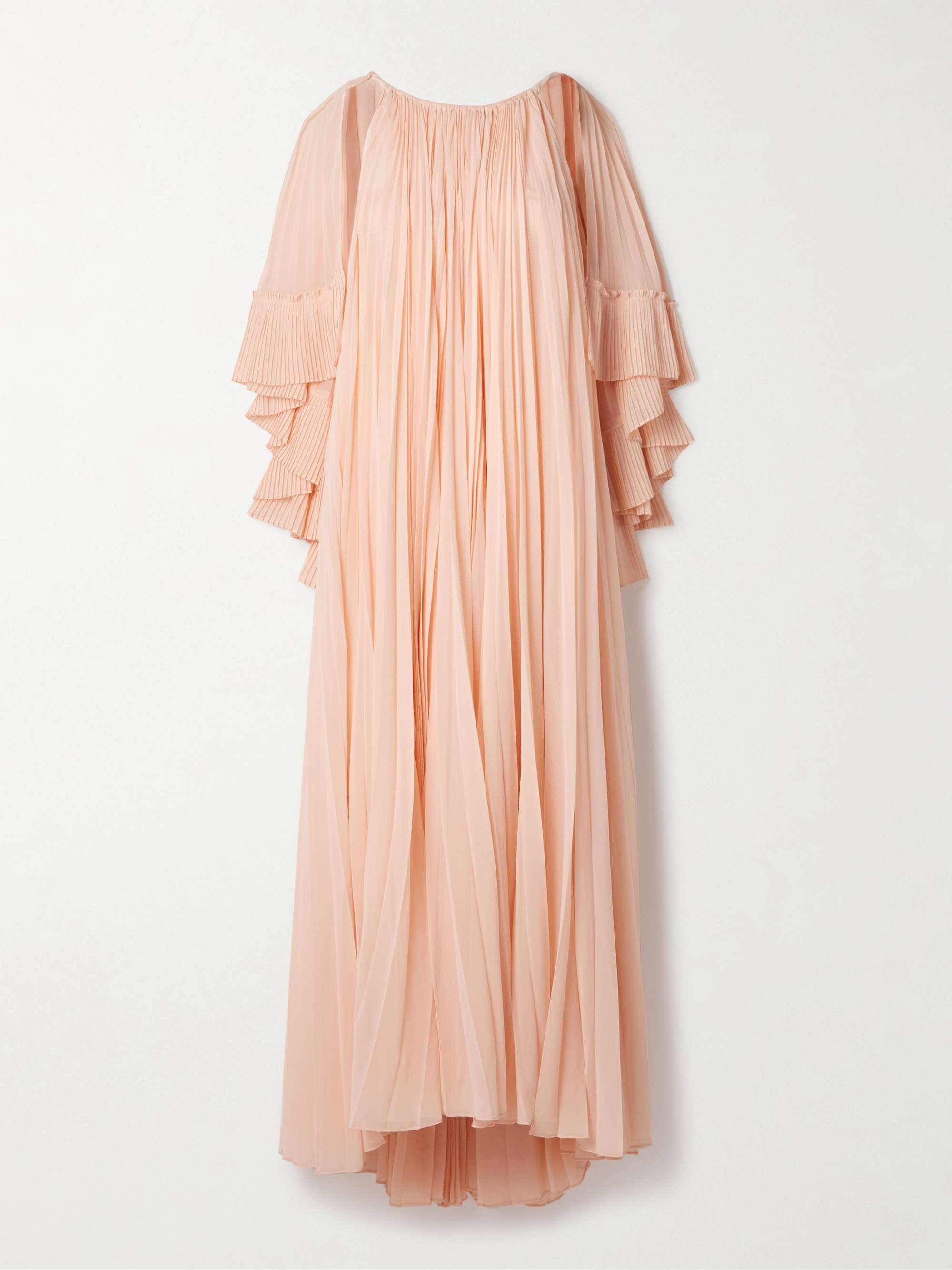 Illuminate cape-effect pleated crepe de chine maxi dress view