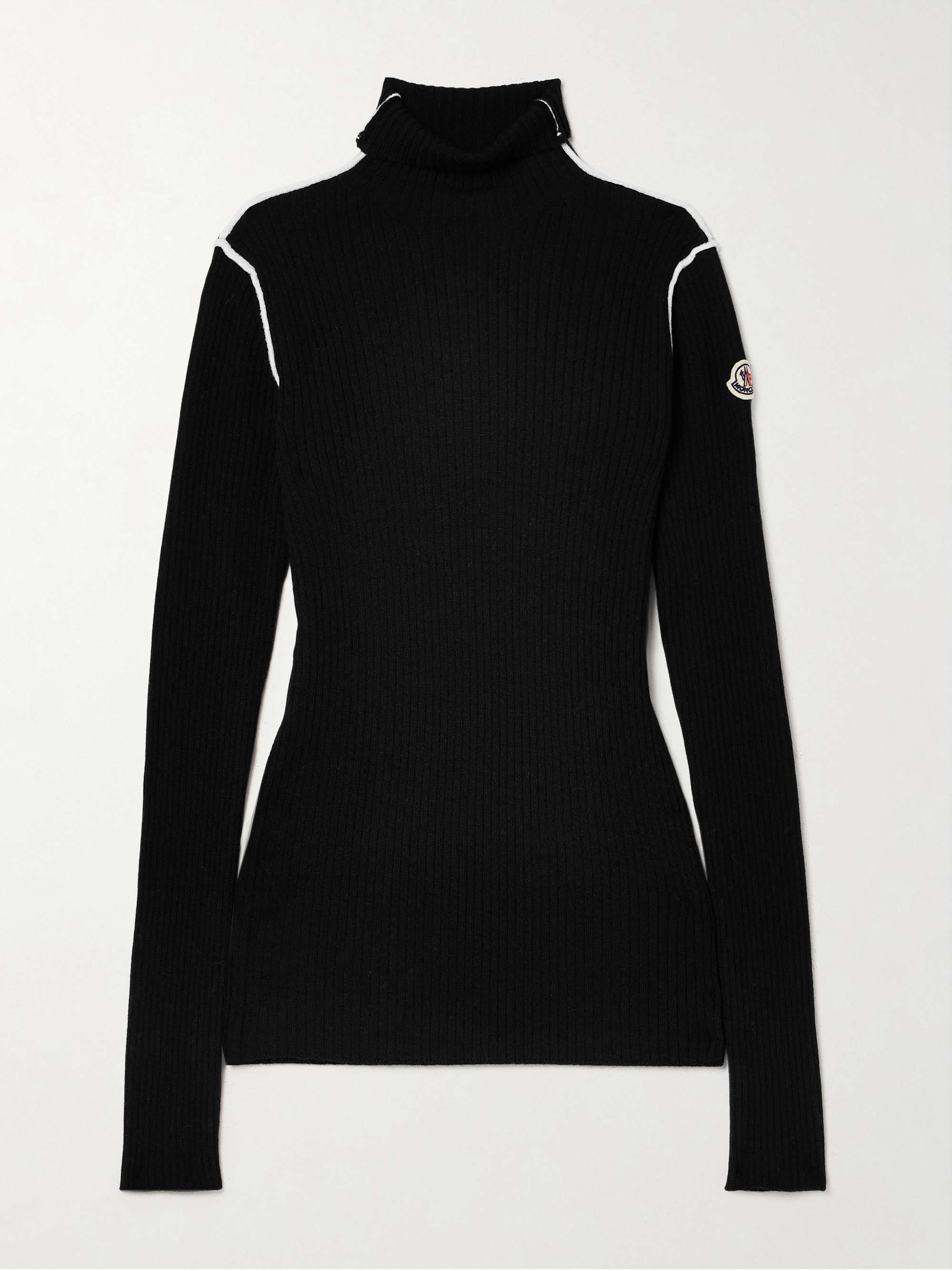 Appliqued ribbed wool turtleneck sweater view