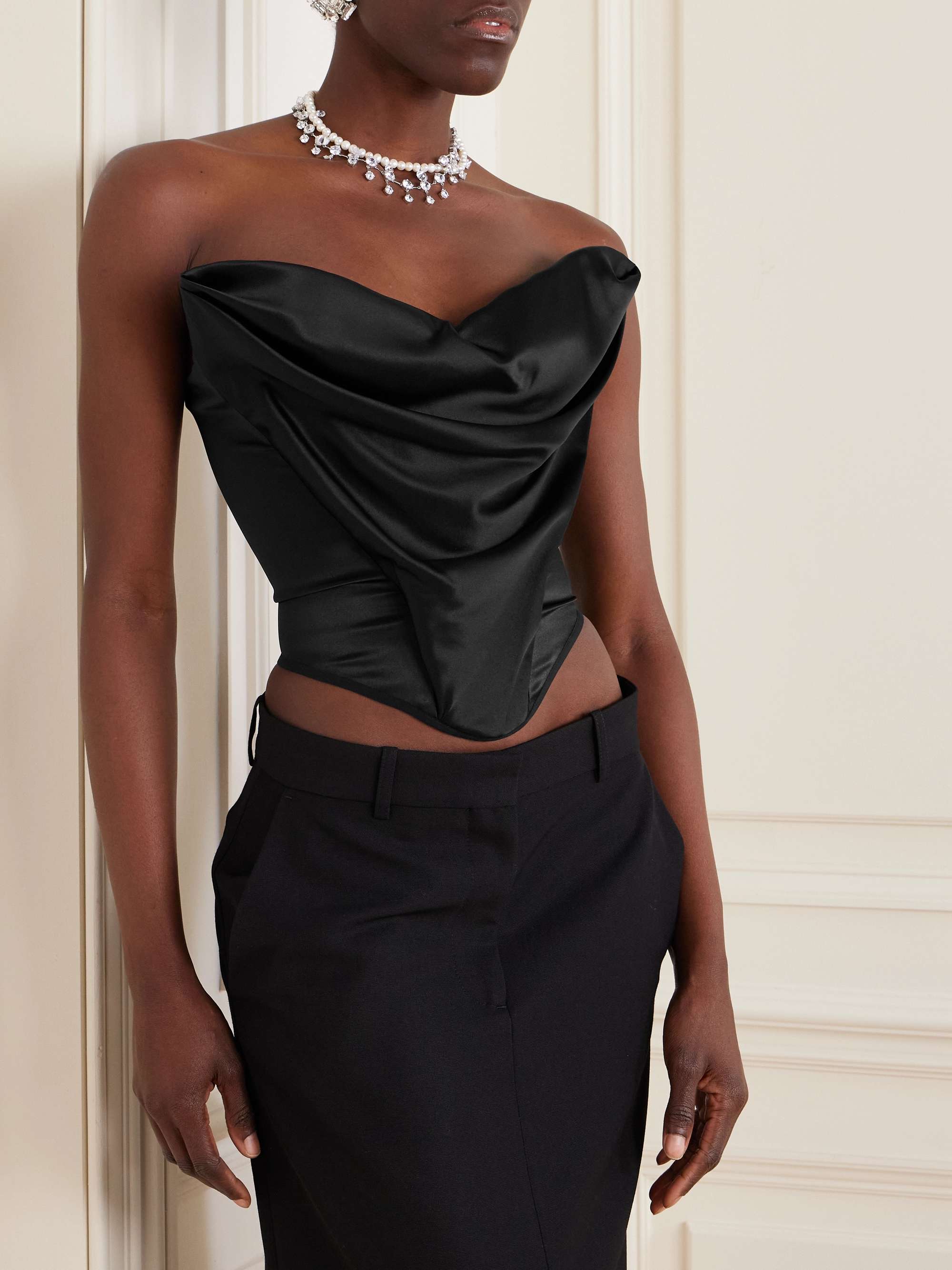 Stretch-silk satin bustier top view