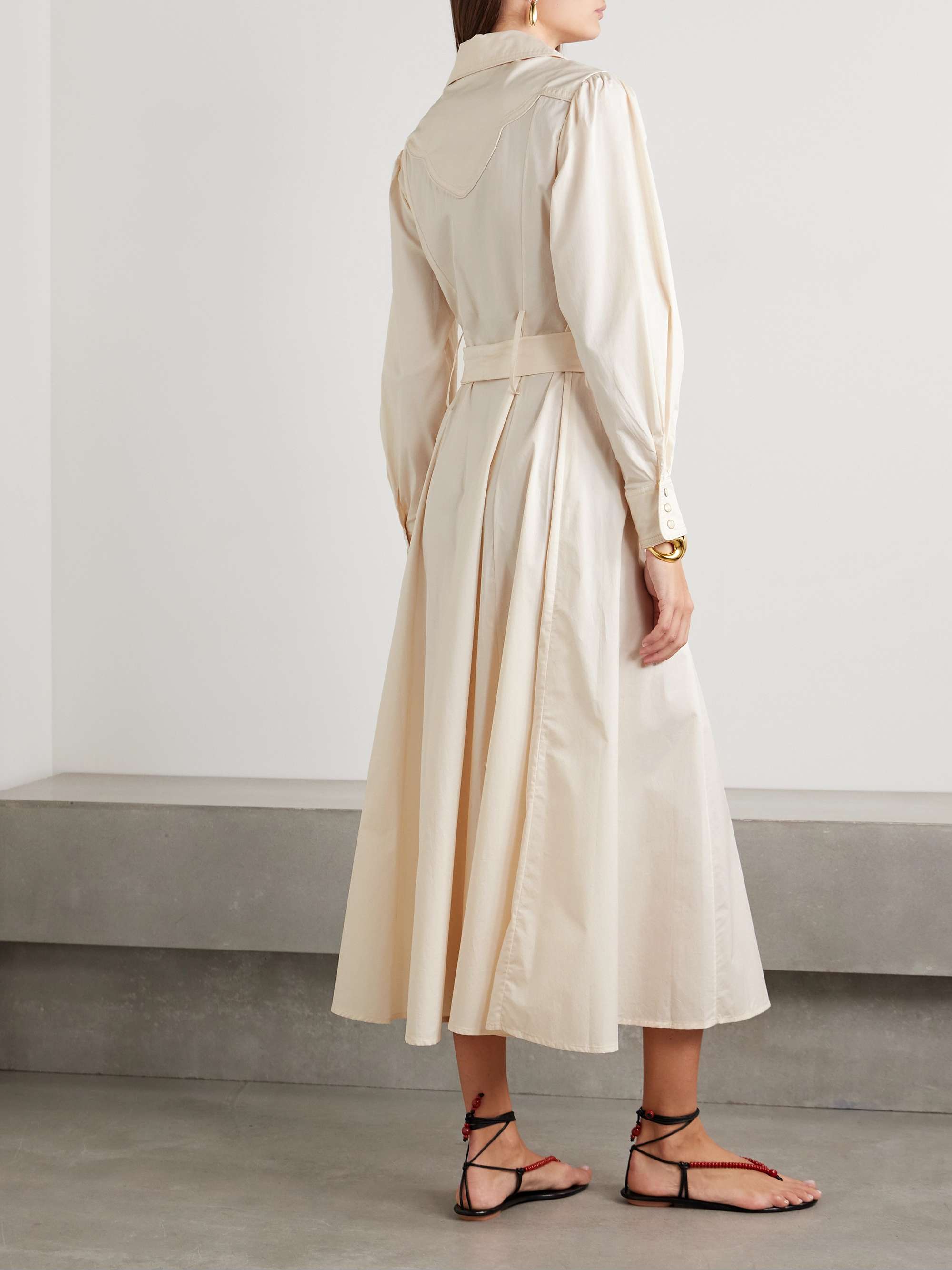 Vela De Cruz belted cotton-blend poplin midi shirt dress view