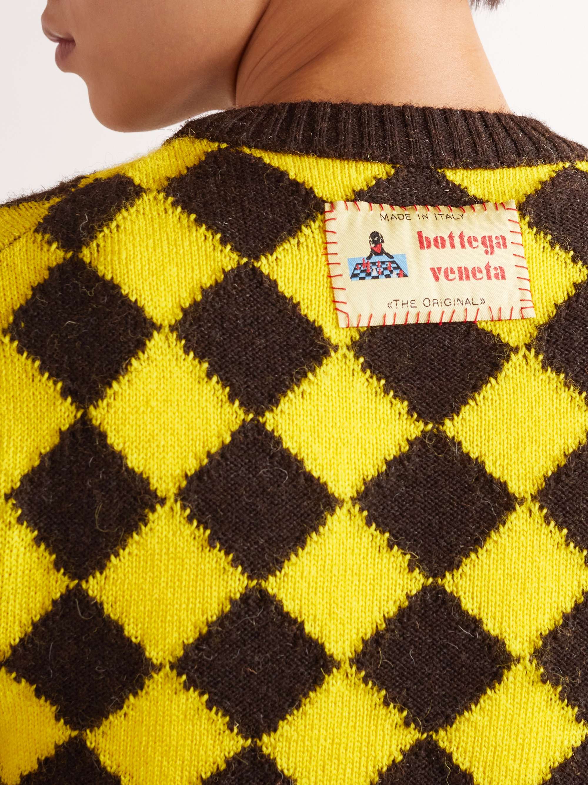 Logo-Appliquéd Argyle Intarsia Wool Sweater view