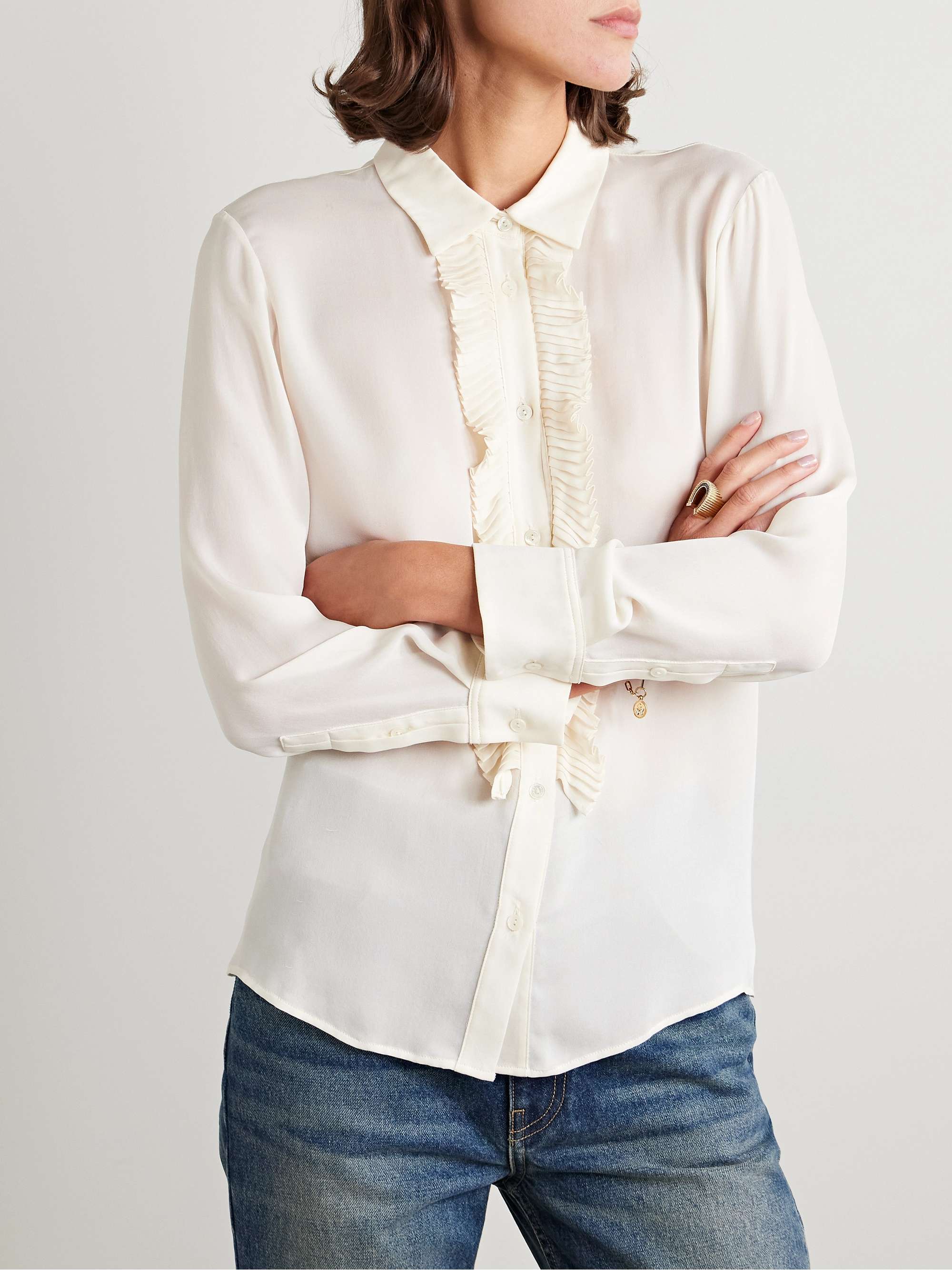 Danika ruffled silk crepe de chine shirt view