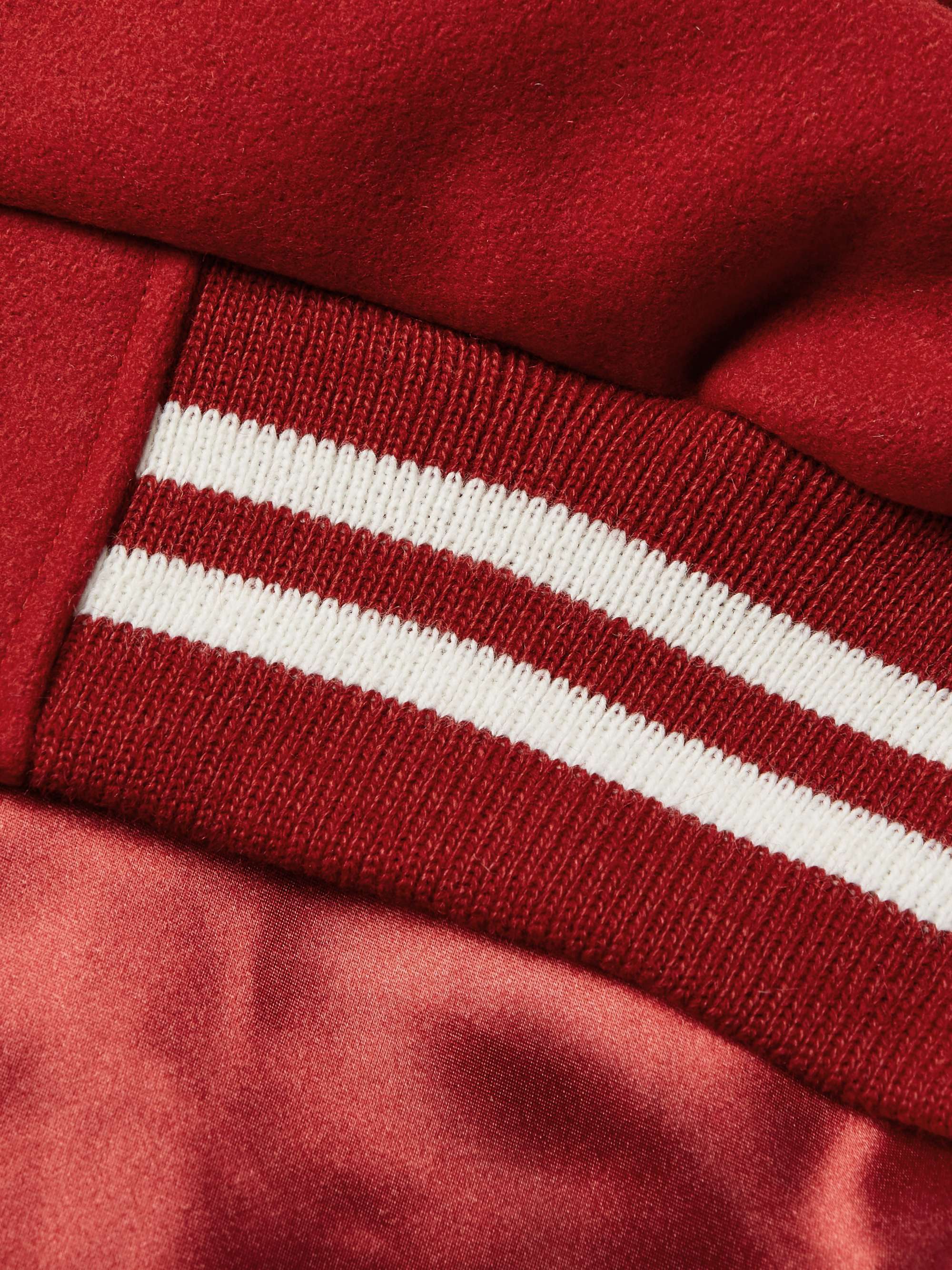 The Hayes Leather-Trimmed Wool-Blend Varsity Jacket view