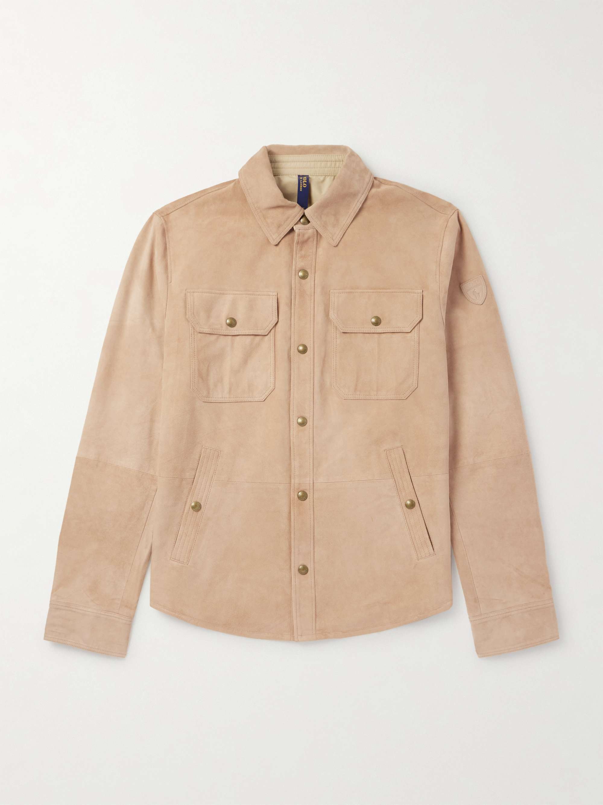 Reversible Logo-Appliquéd Suede and Shell Overshirt view