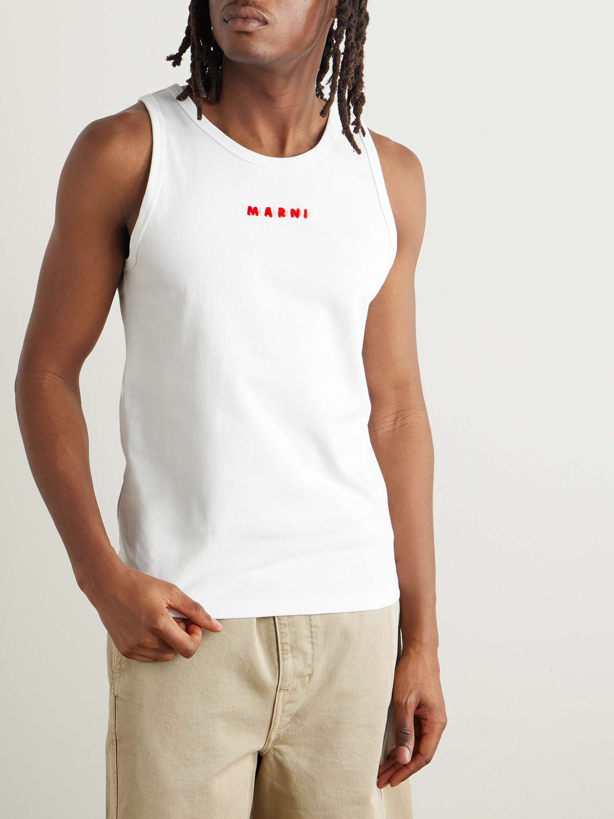 Slim-Fit Logo-Embroidered Cotton-Jersey Tank Top view