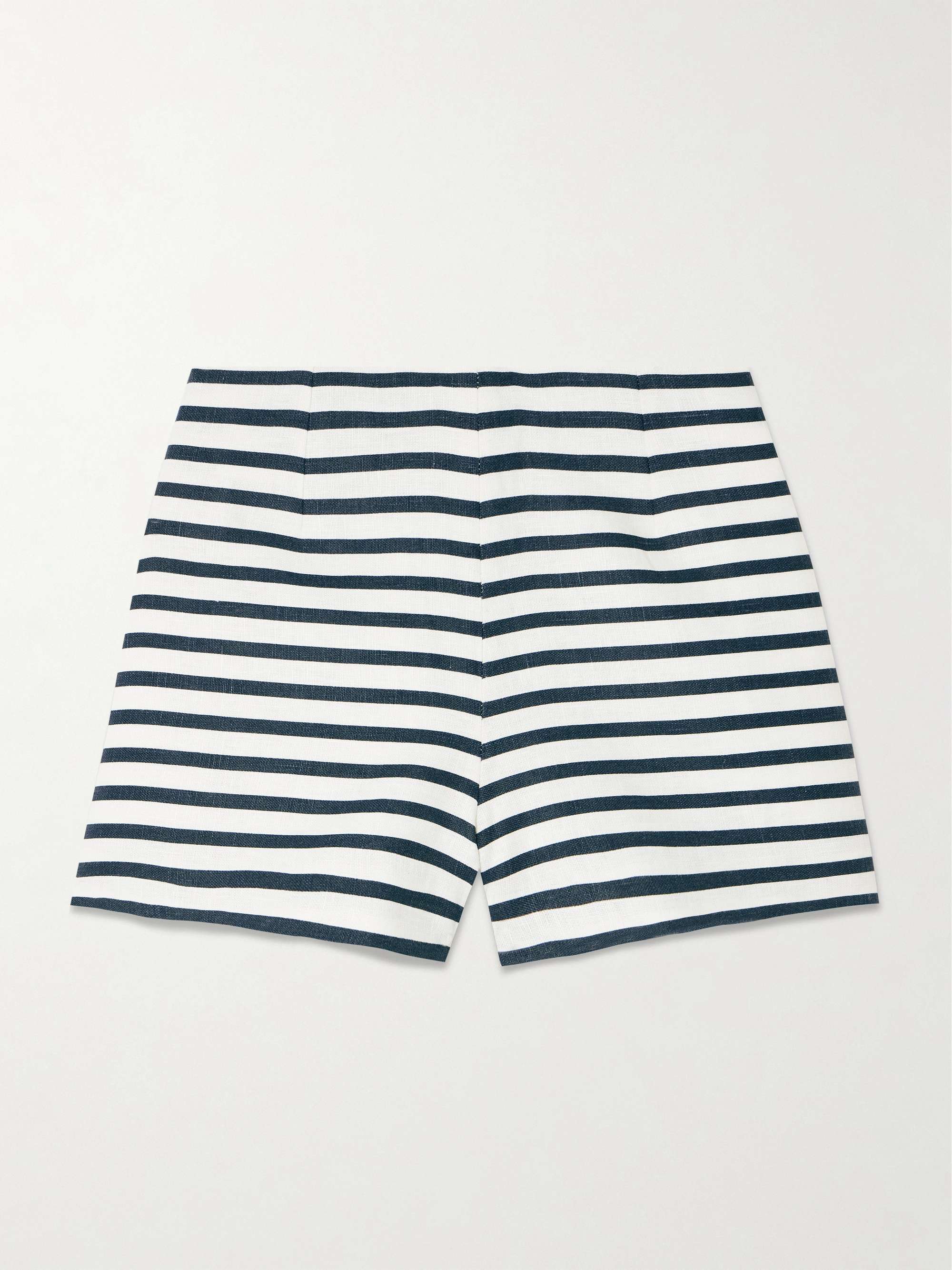 Lila striped linen shorts view