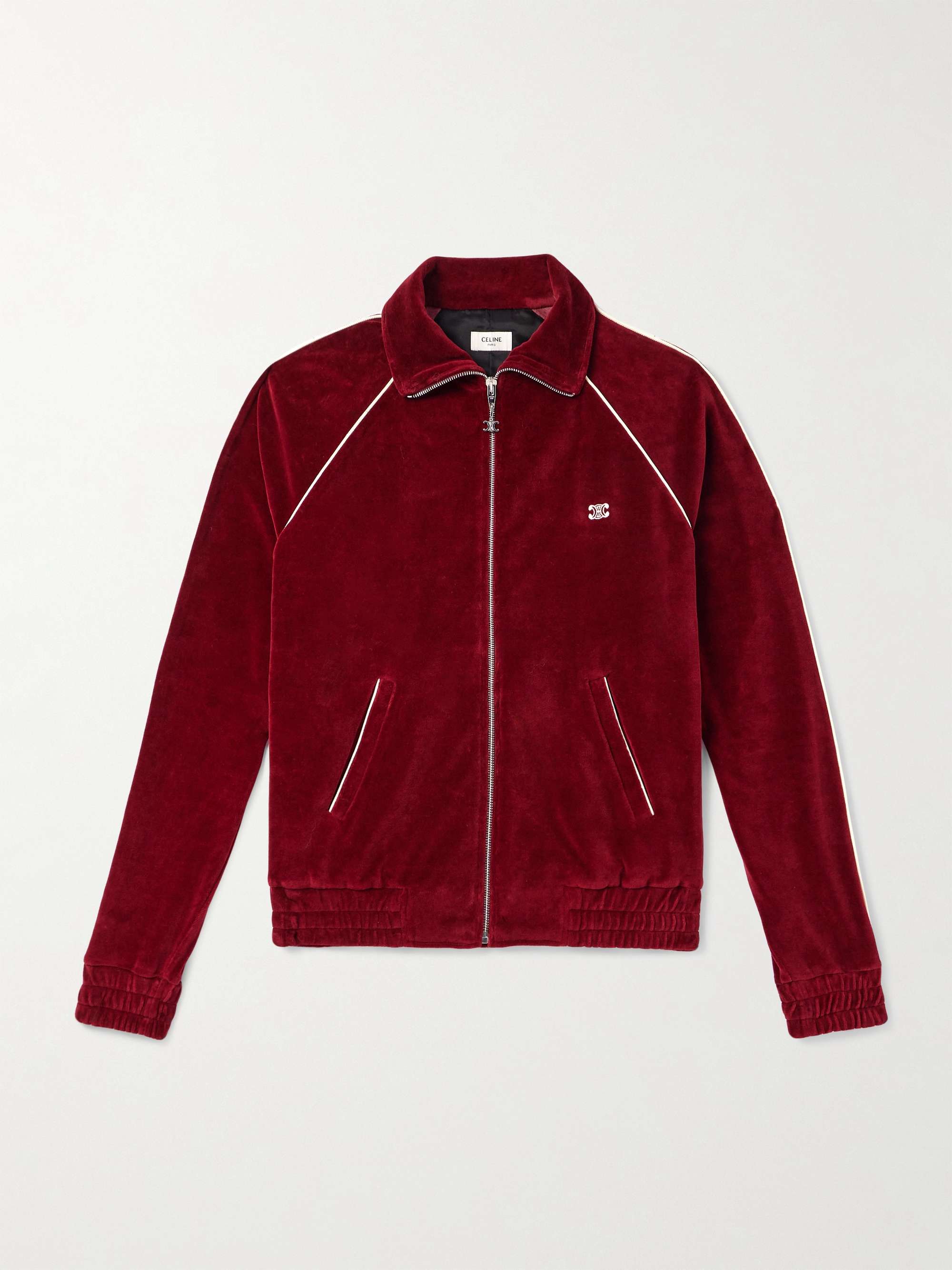 Slim-Fit Logo-Embroidered Cotton-Blend Velour Track Jacket view