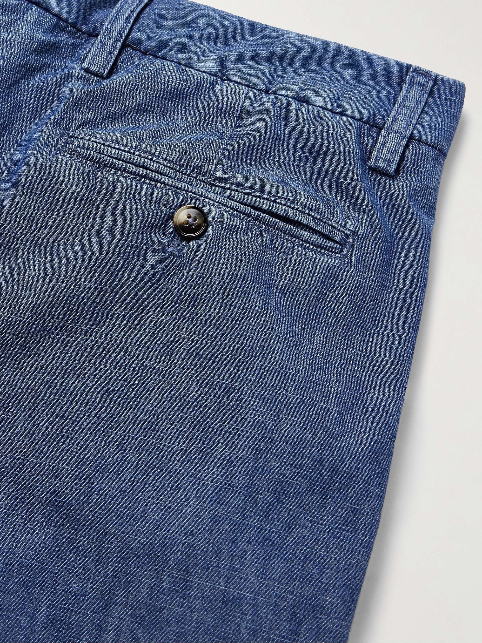 Wide-Leg Pleated Embroidered Denim Shorts view