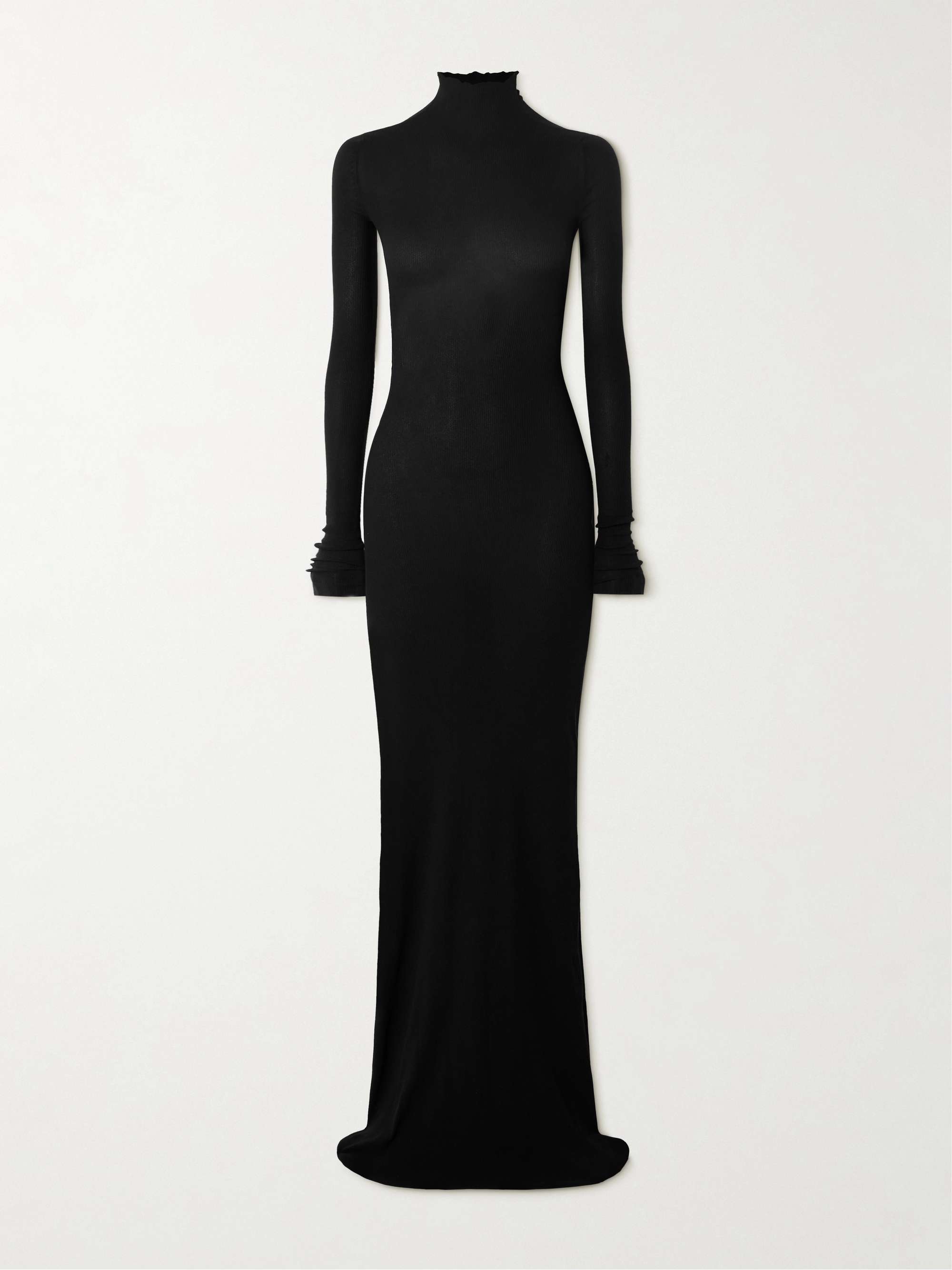 Ribbed-knit turtleneck maxi dress view
