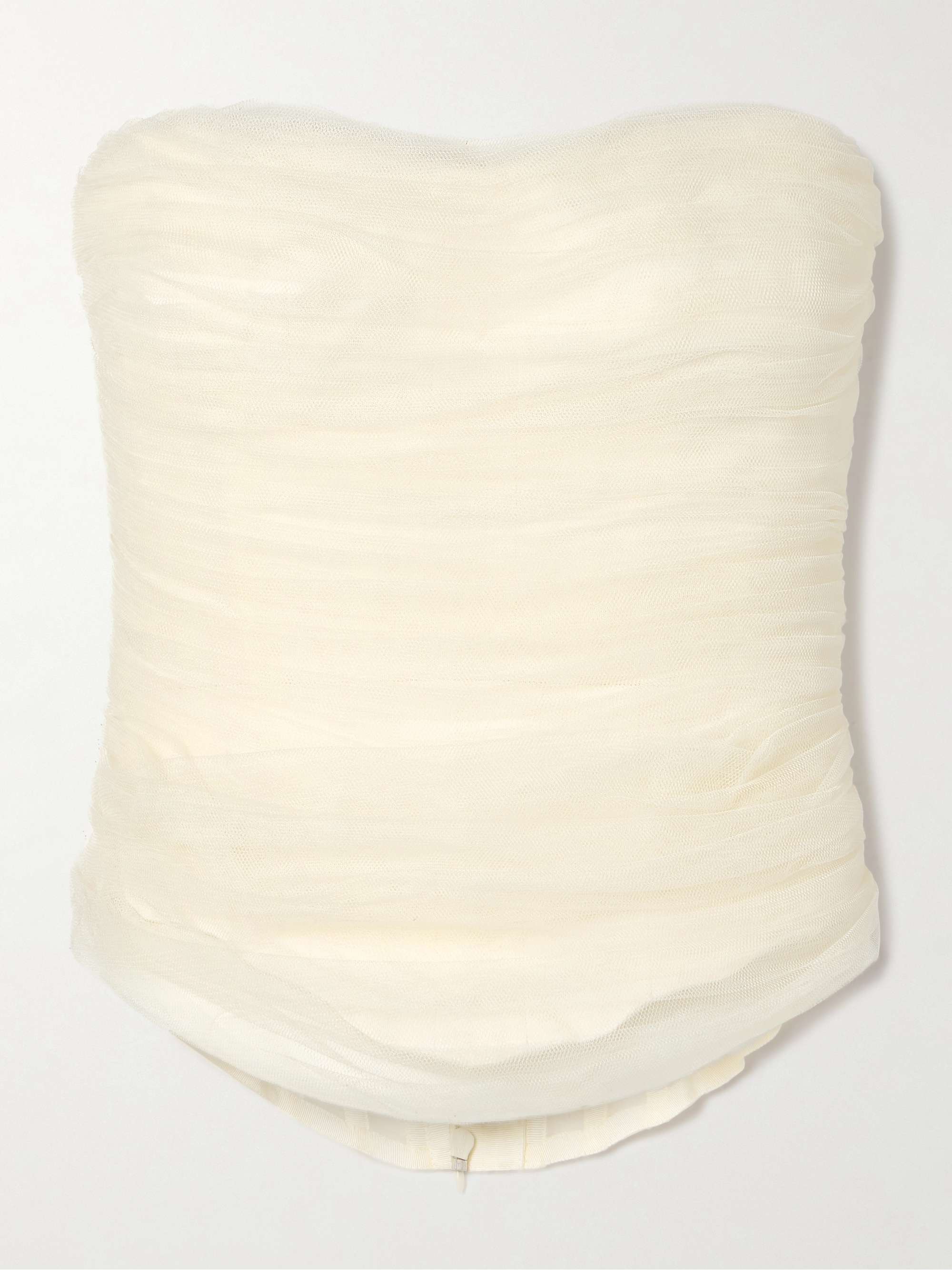 Milo organza and grosgrain-trimmed ruched tulle bustier top view