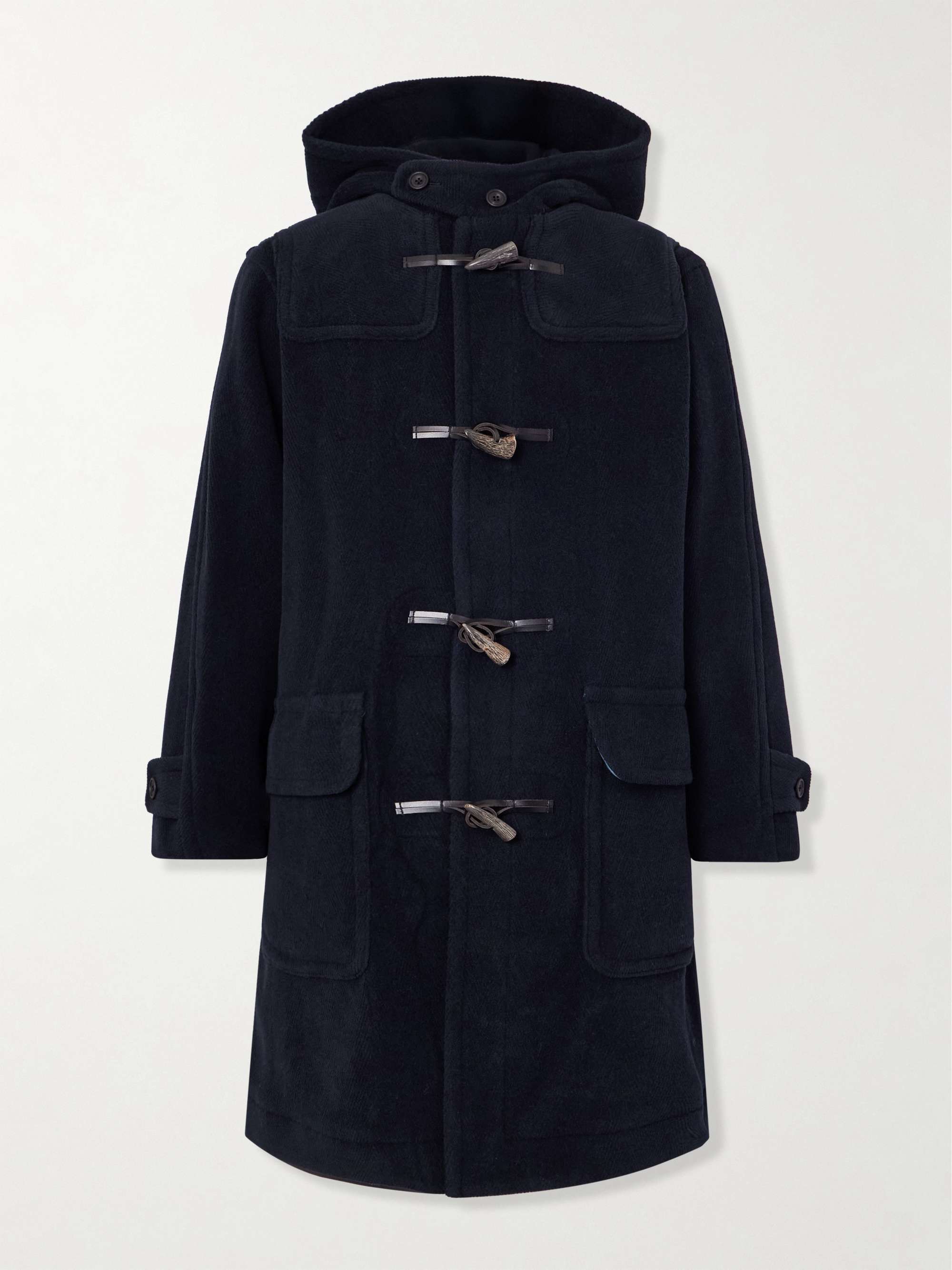 Herringbone Wool-Blend Hooded Duffle Coat view