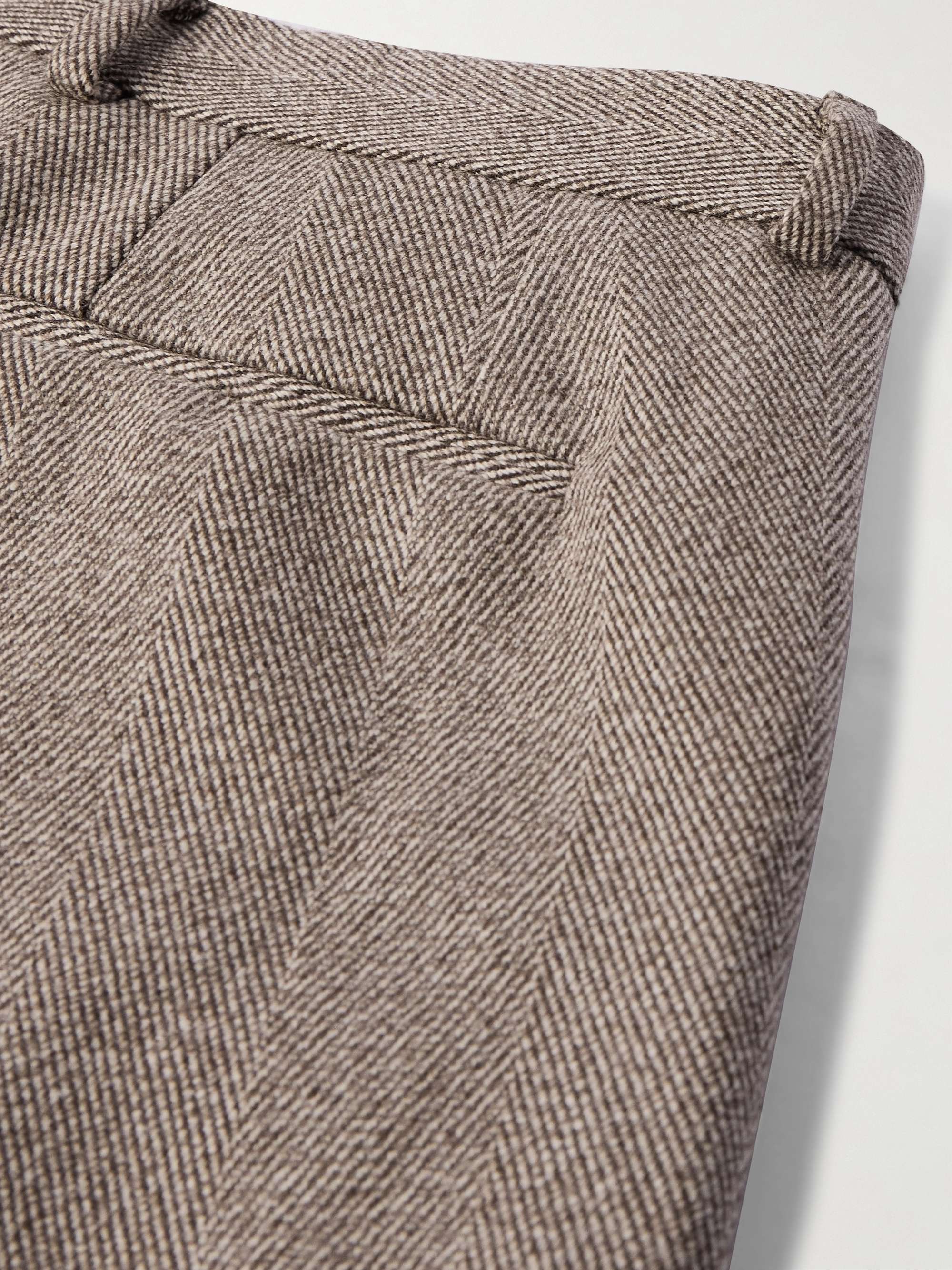 Anden Straight-Leg Pleated Chevron Wool Trousers view