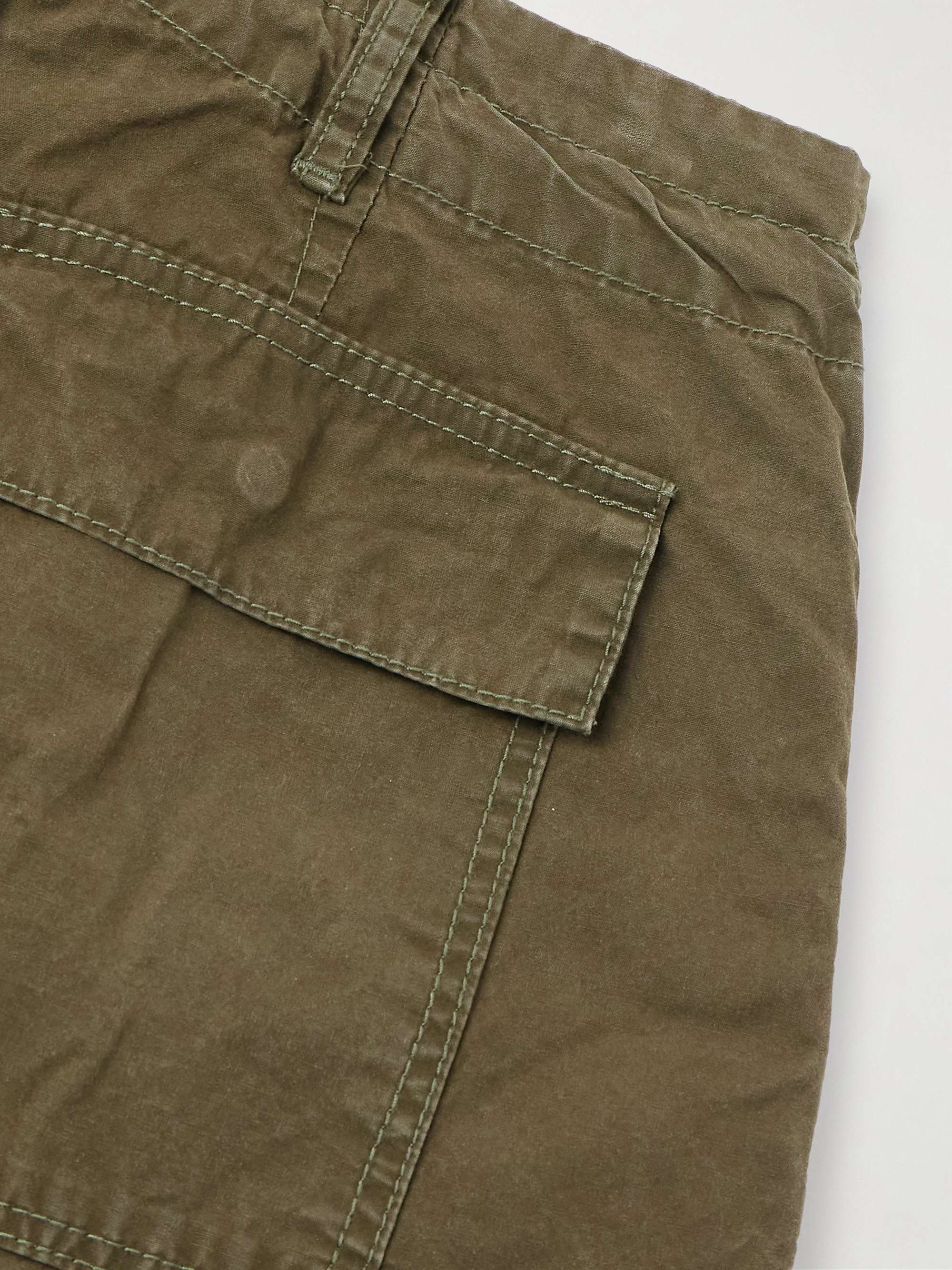 Wide-Leg Cotton-Canvas Drawstring Cargo Trousers view