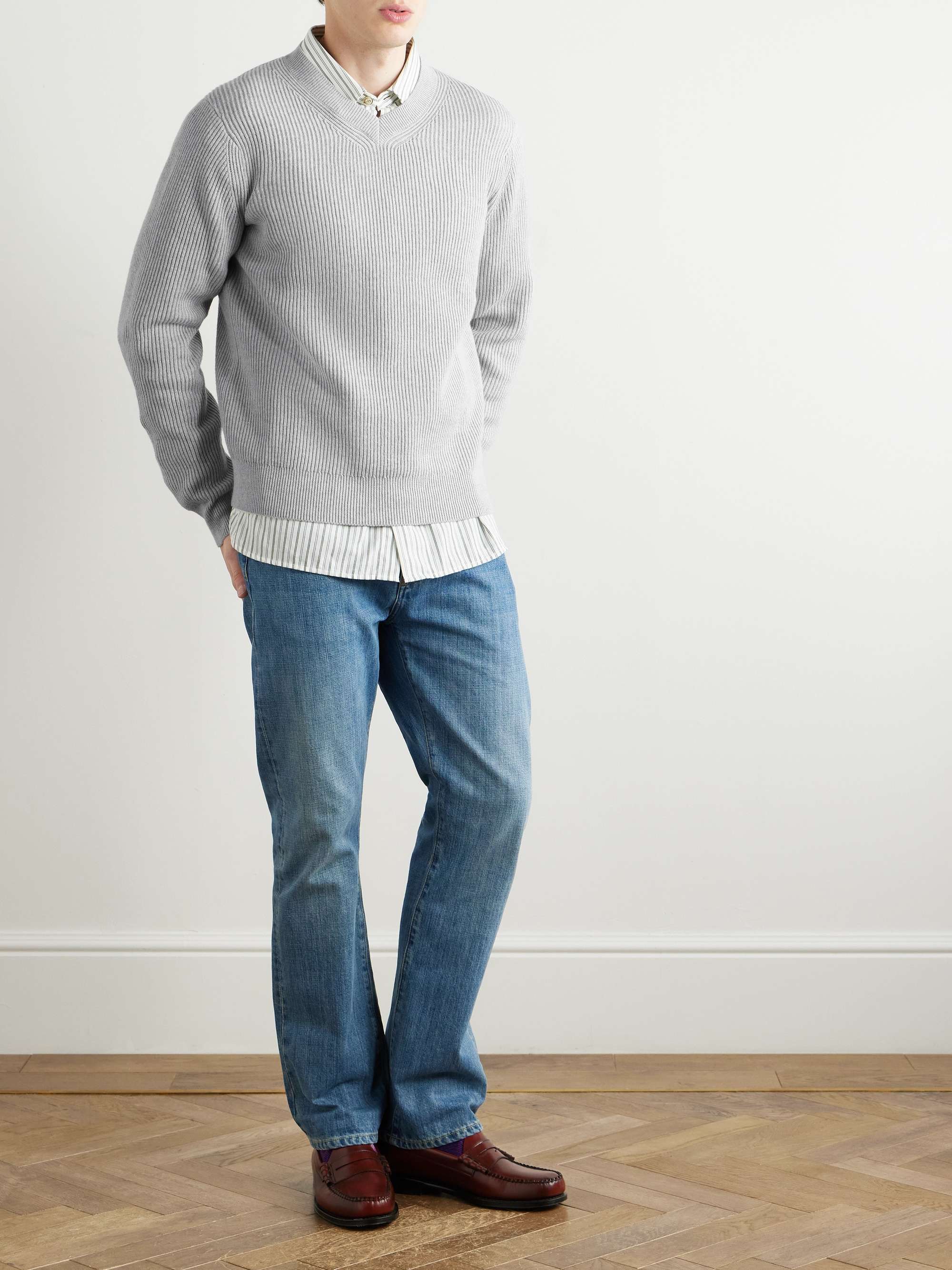 Ribbed Cotton and Cashmere-Blend Sweater view
