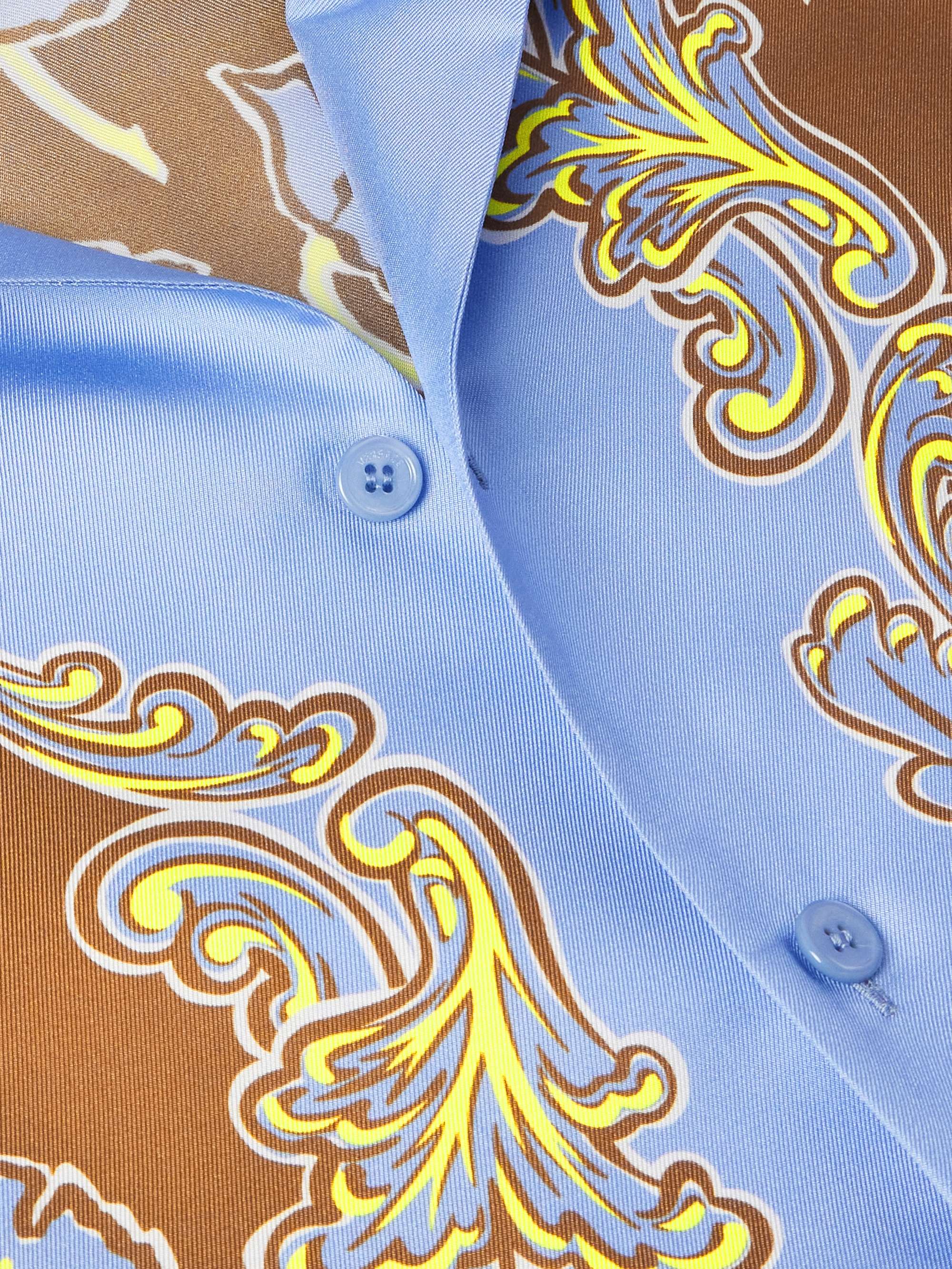 Printed Camp-Collar Silk-Twill Shirt view