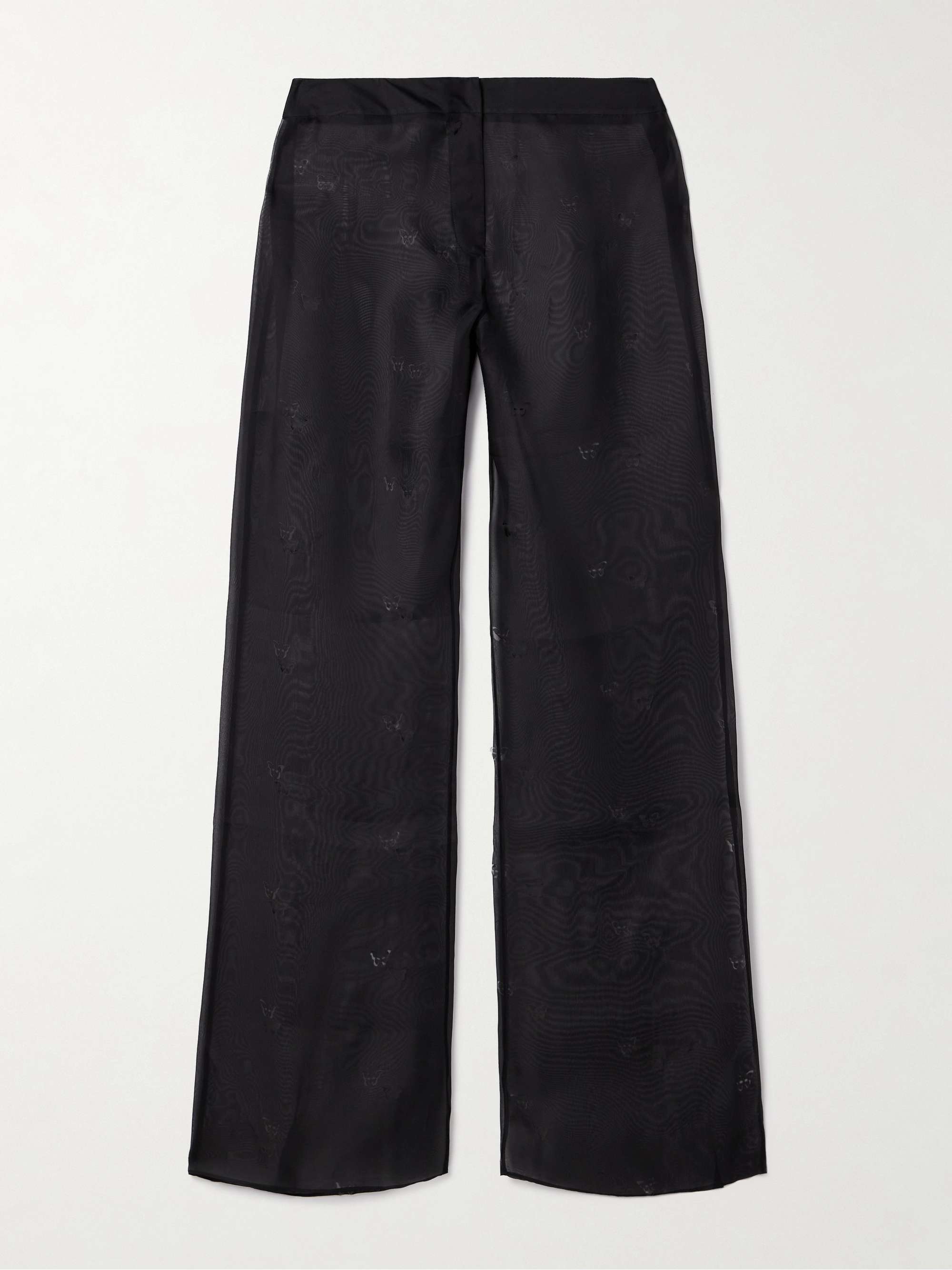 Cutout silk-organza straight-leg pants view