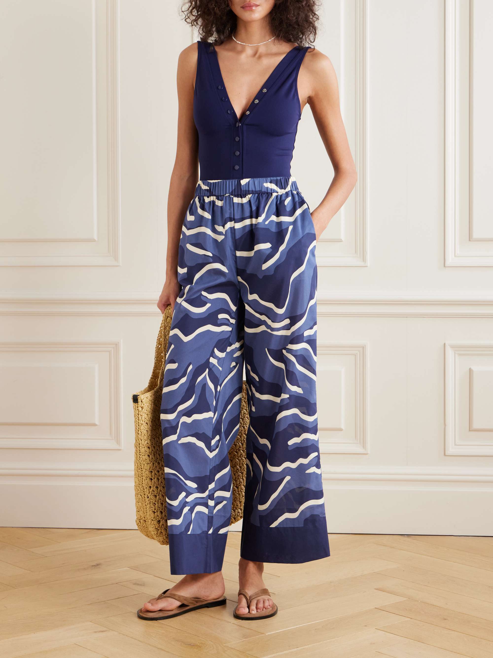 Continent Atoll printed cotton and silk-blend voile pants view