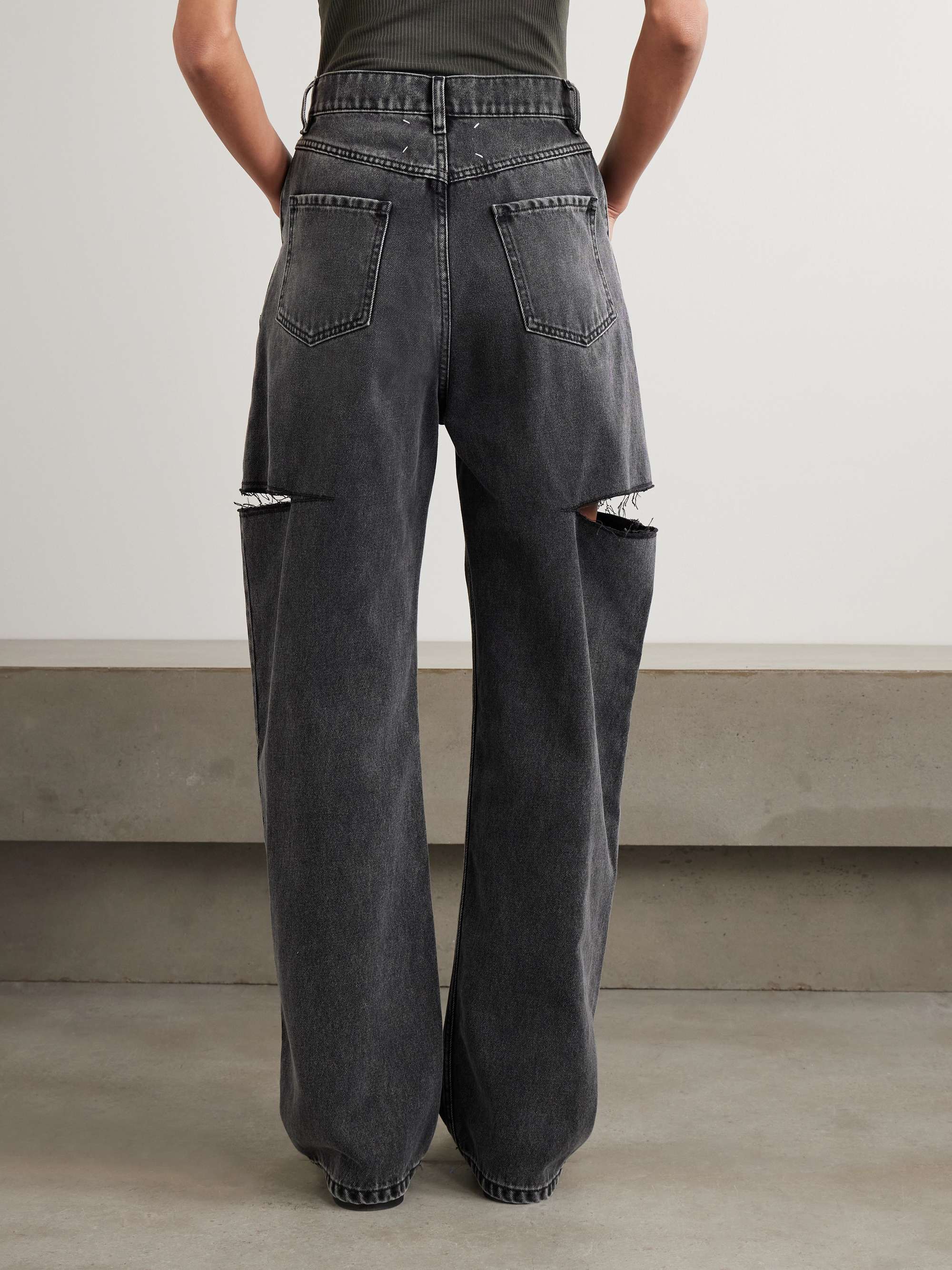 Cutout high-rise wide-leg jeans view