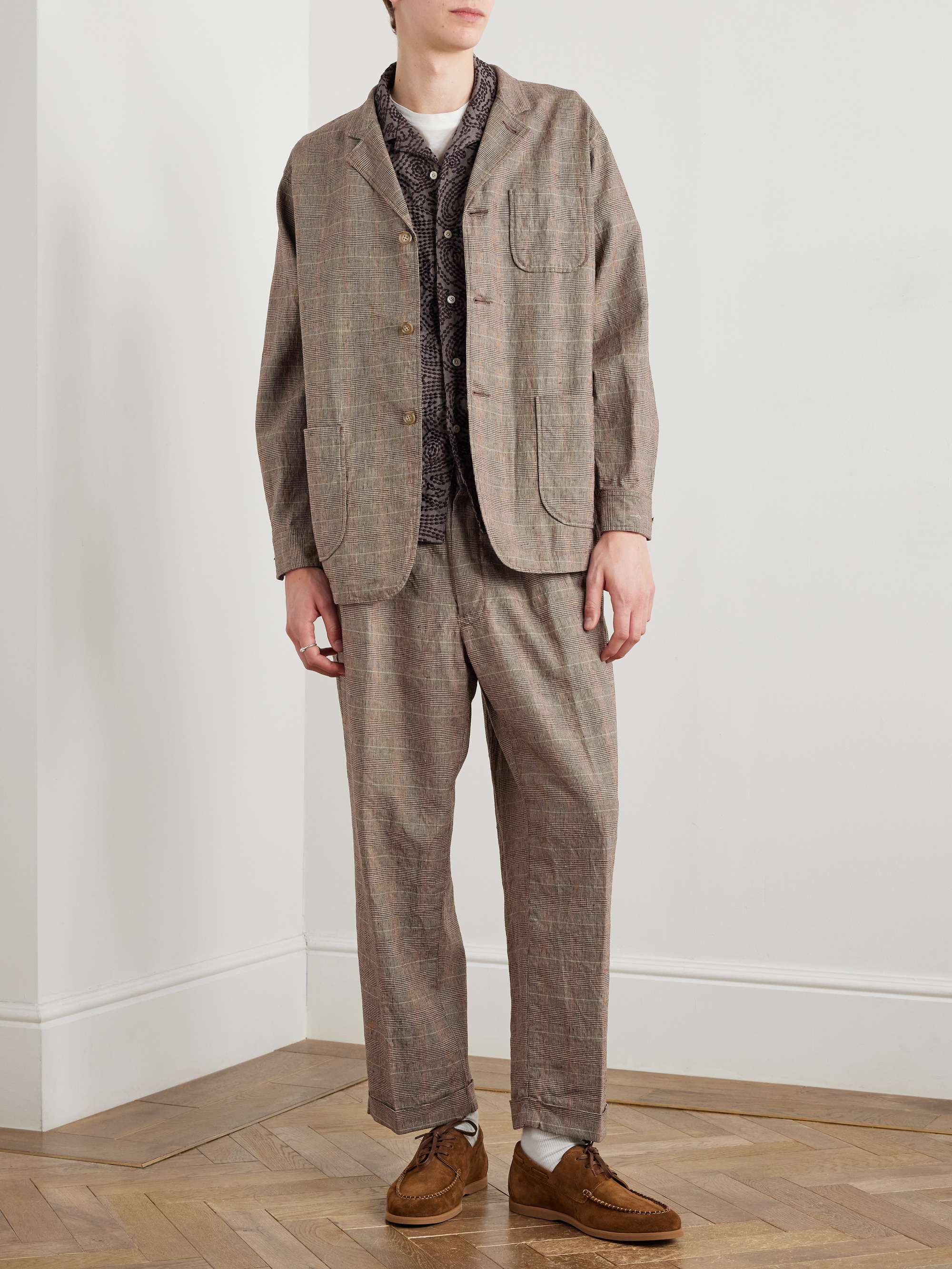 Oversized Unstructured Prince of Wales Checked Linen Suit Jacket view