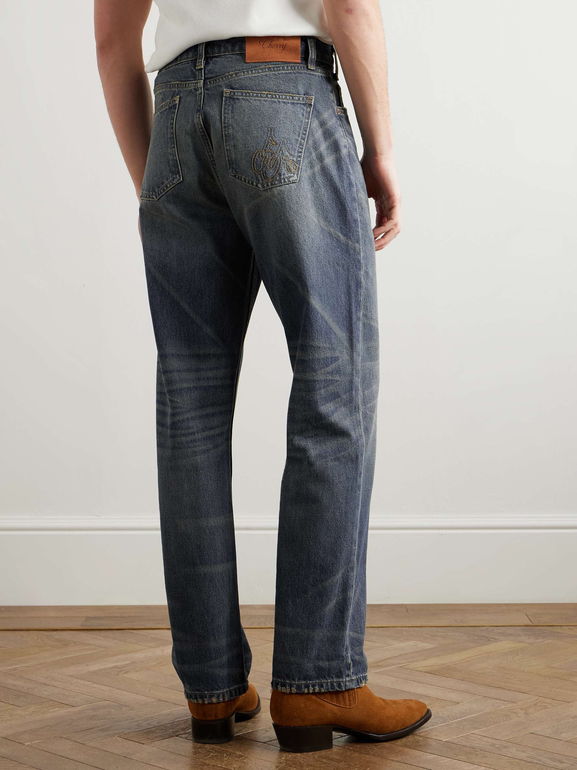 Wide-Leg Distressed Jeans view