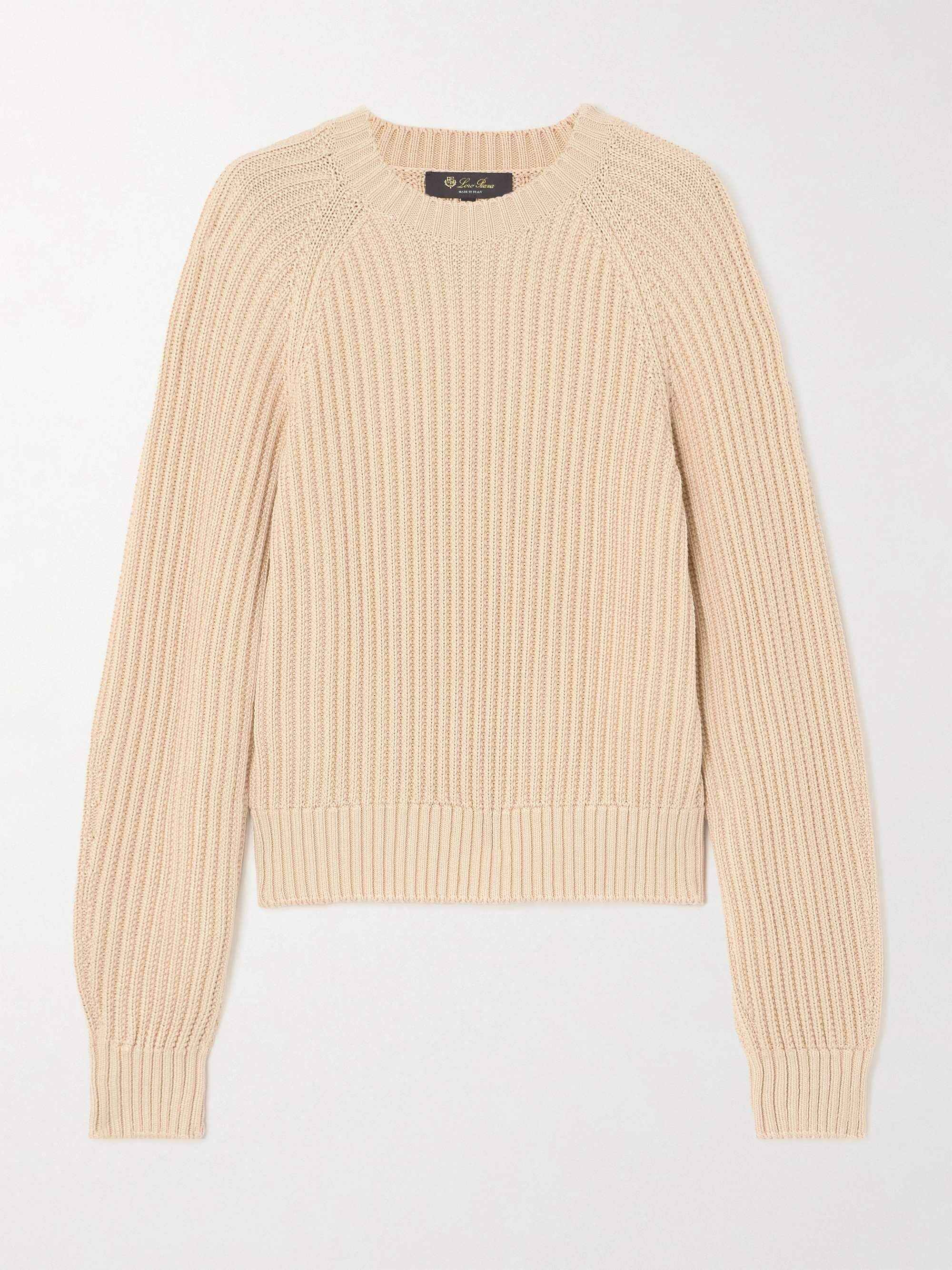 Ribbed-knit silk and cotton-blend sweater view