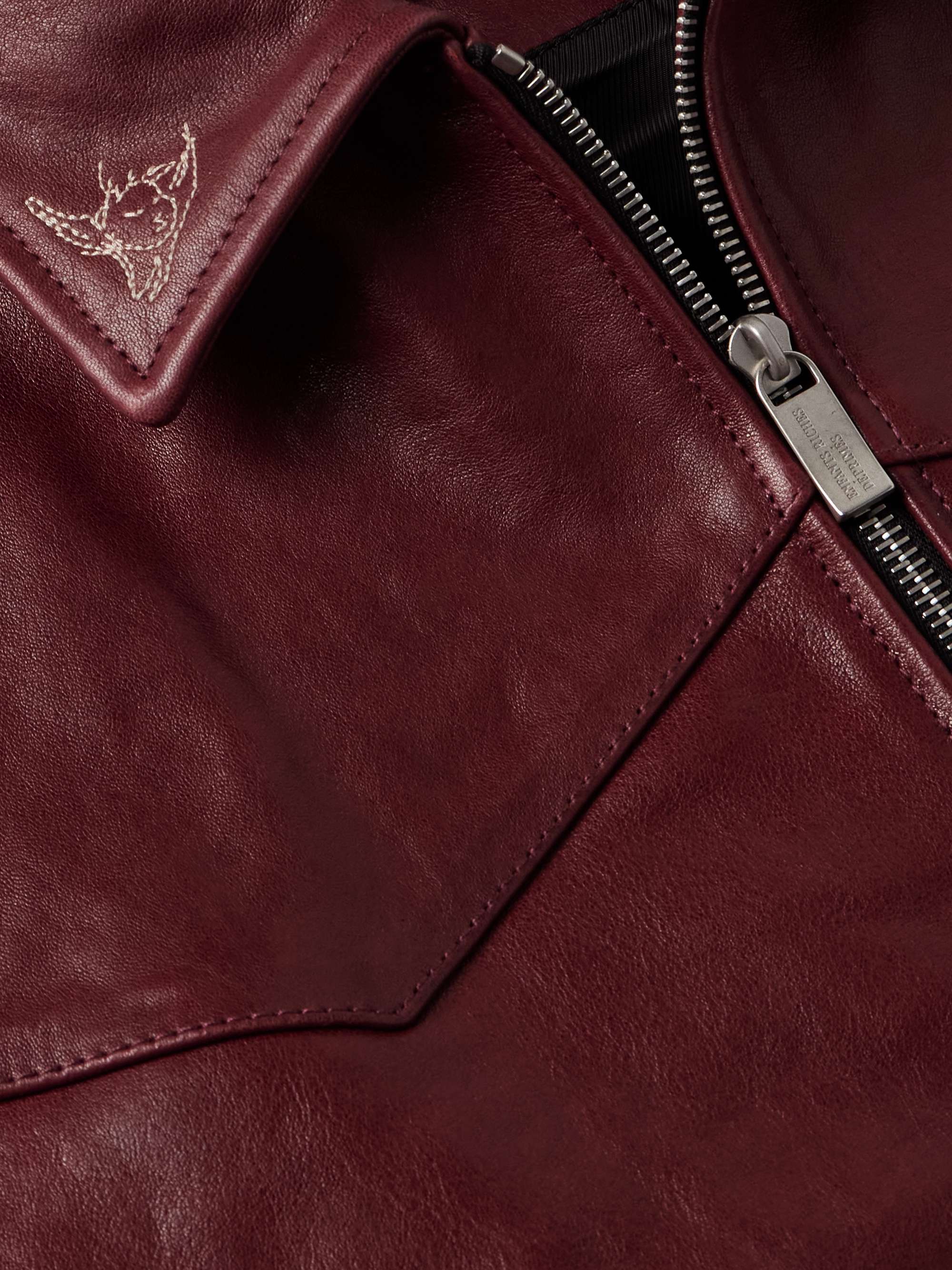 Principe de L'Amour Cropped Embroidered Leather Jacket view