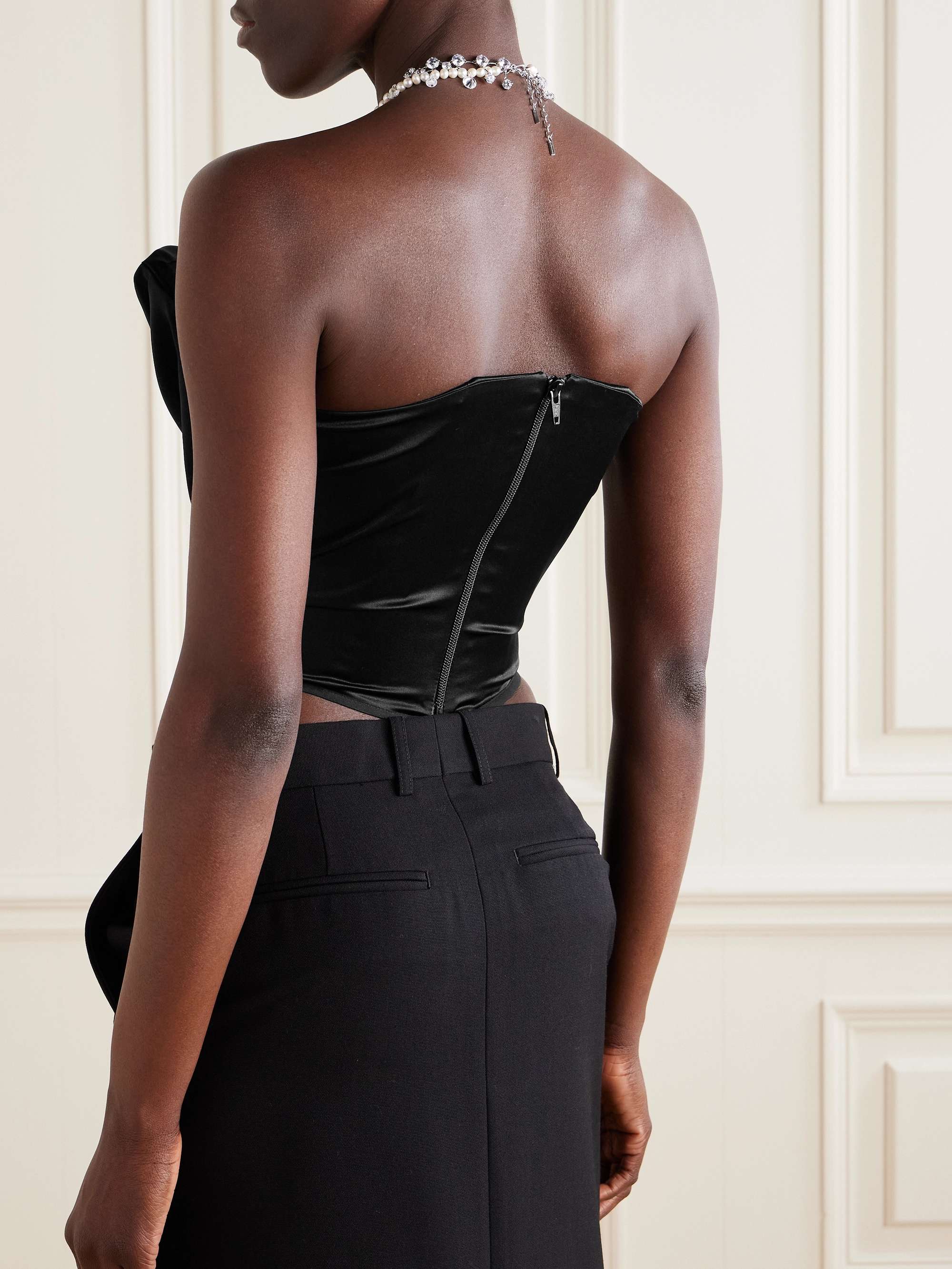 Stretch-silk satin bustier top view
