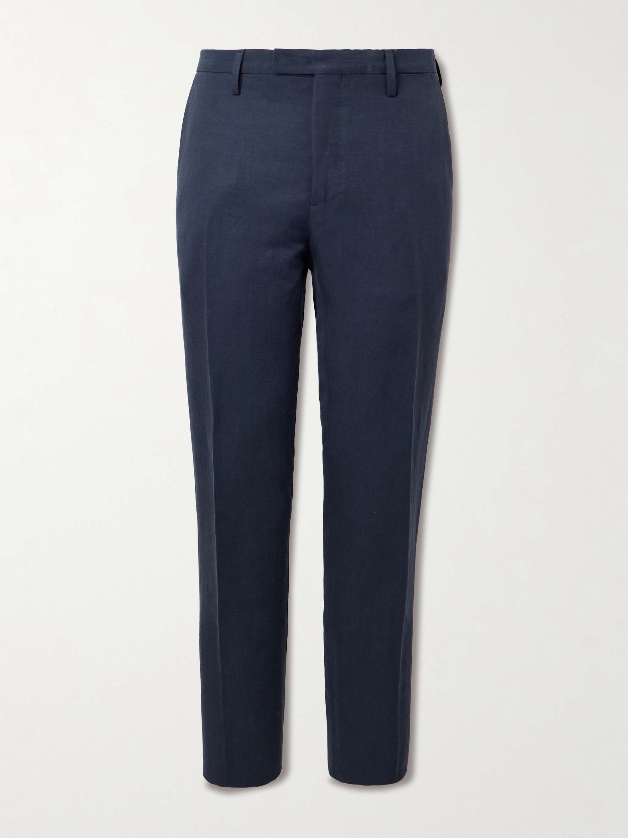 Straight-Leg Lyocell and Linen-Blend Twill Suit Trousers view