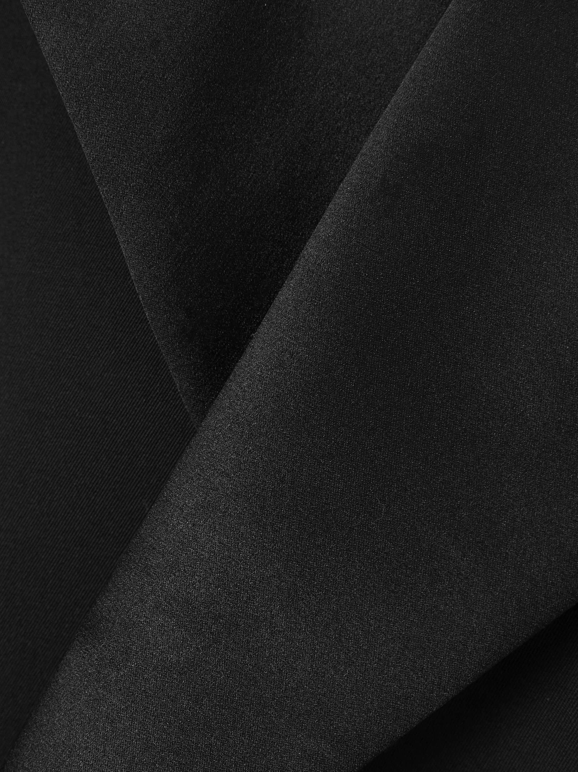 Double-breasted silk-blend satin-trimmed wool-twill blazer view