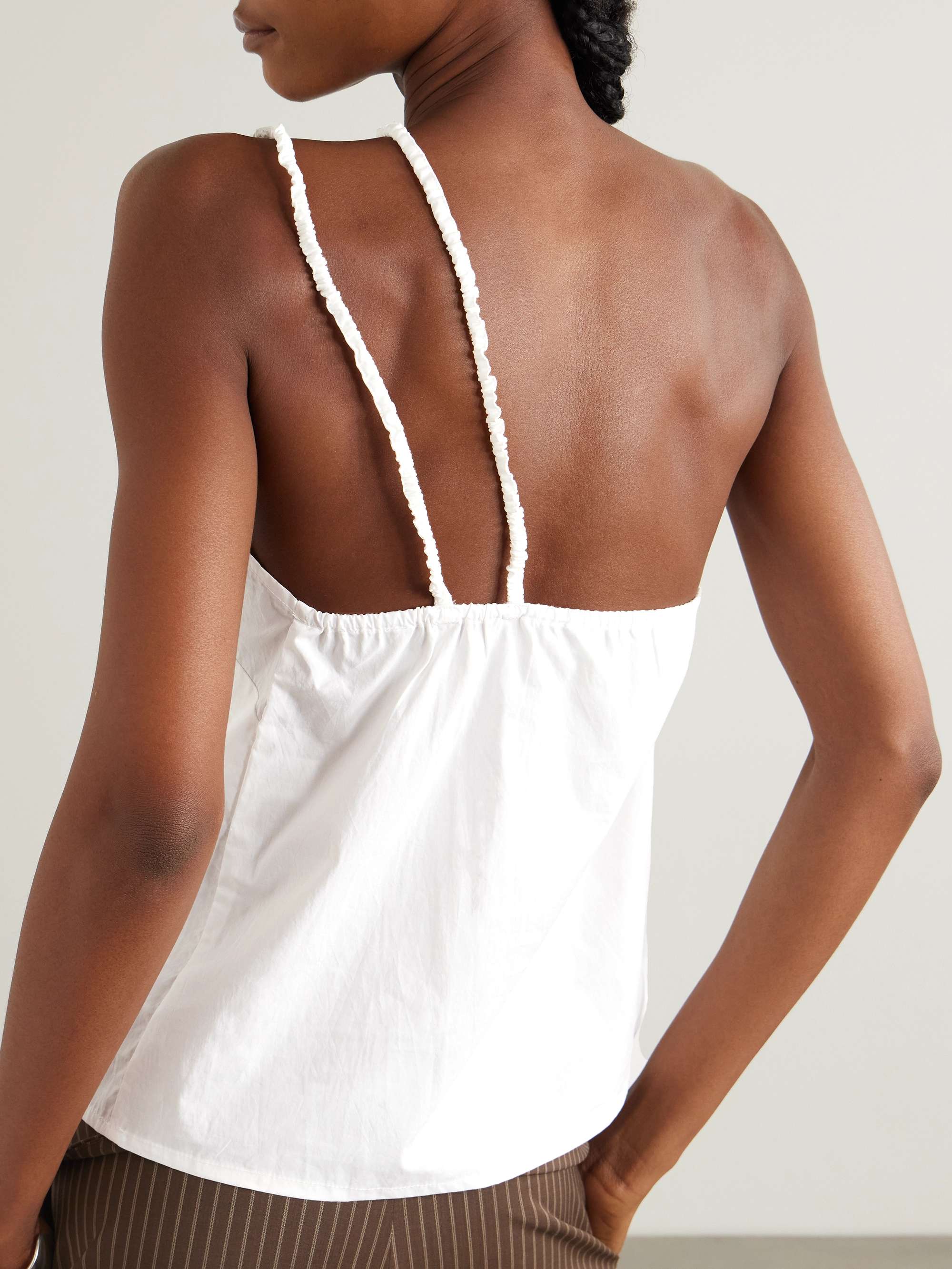 One-shoulder organic cotton-poplin top view