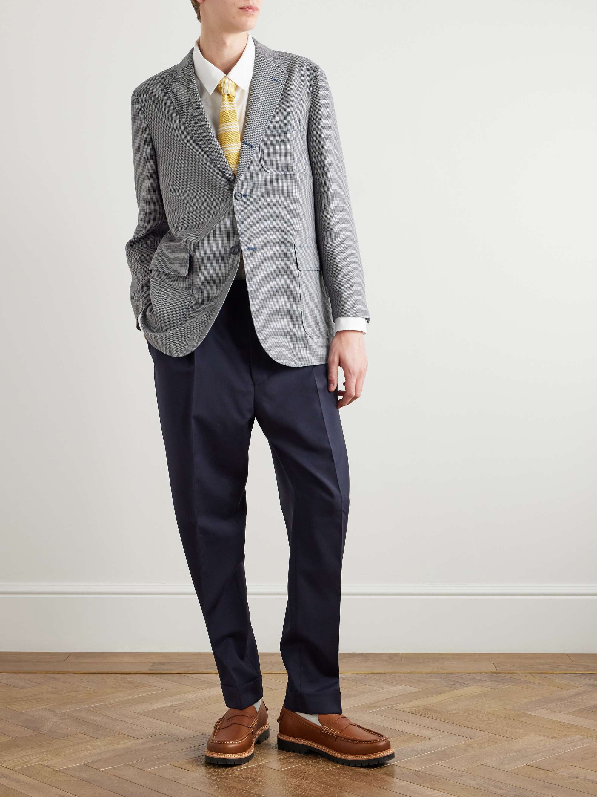 3B Checked Linen-Blend Suit Jacket view