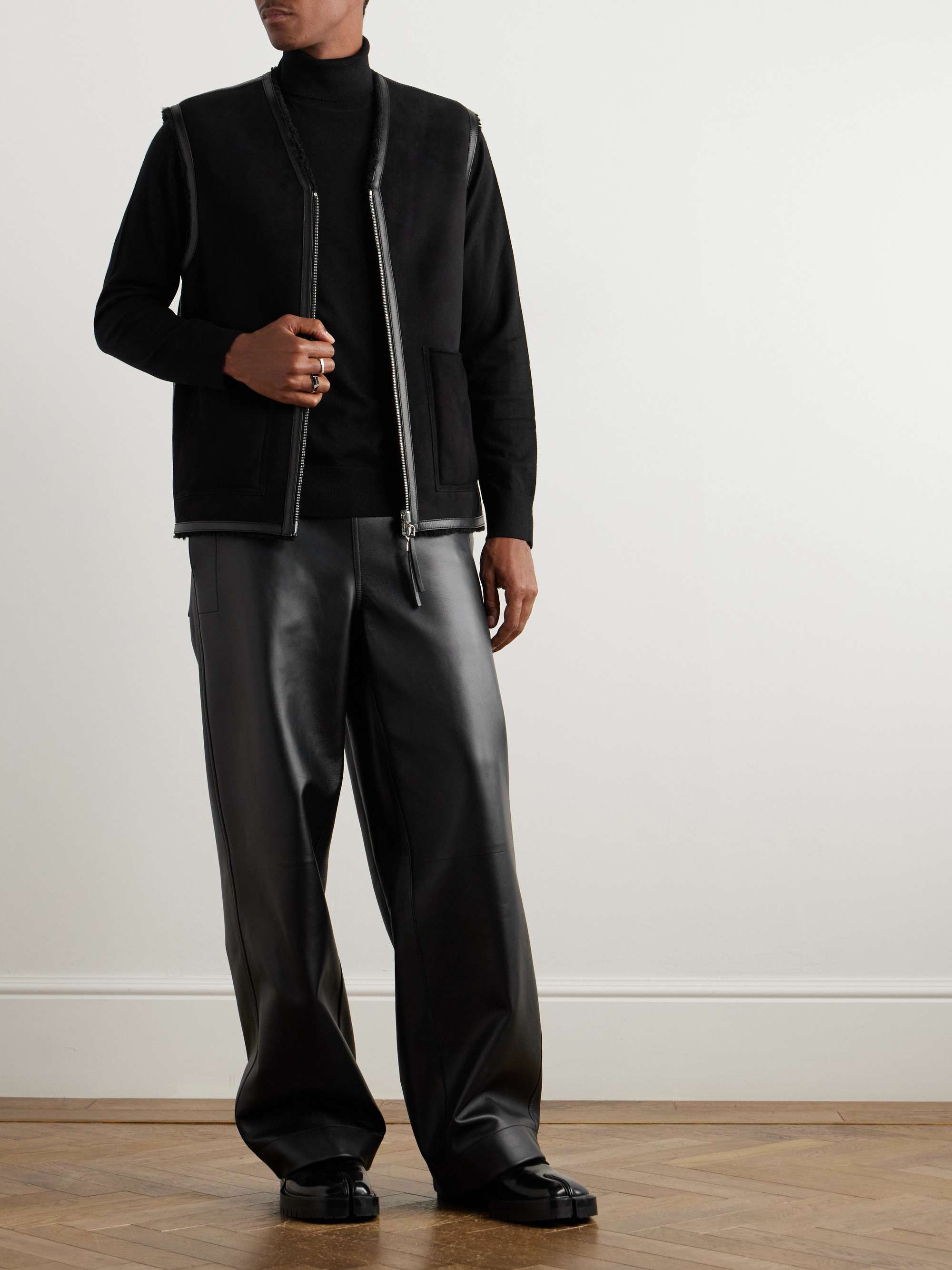 Snowdon Leather-Trimmed Shearling Gilet view