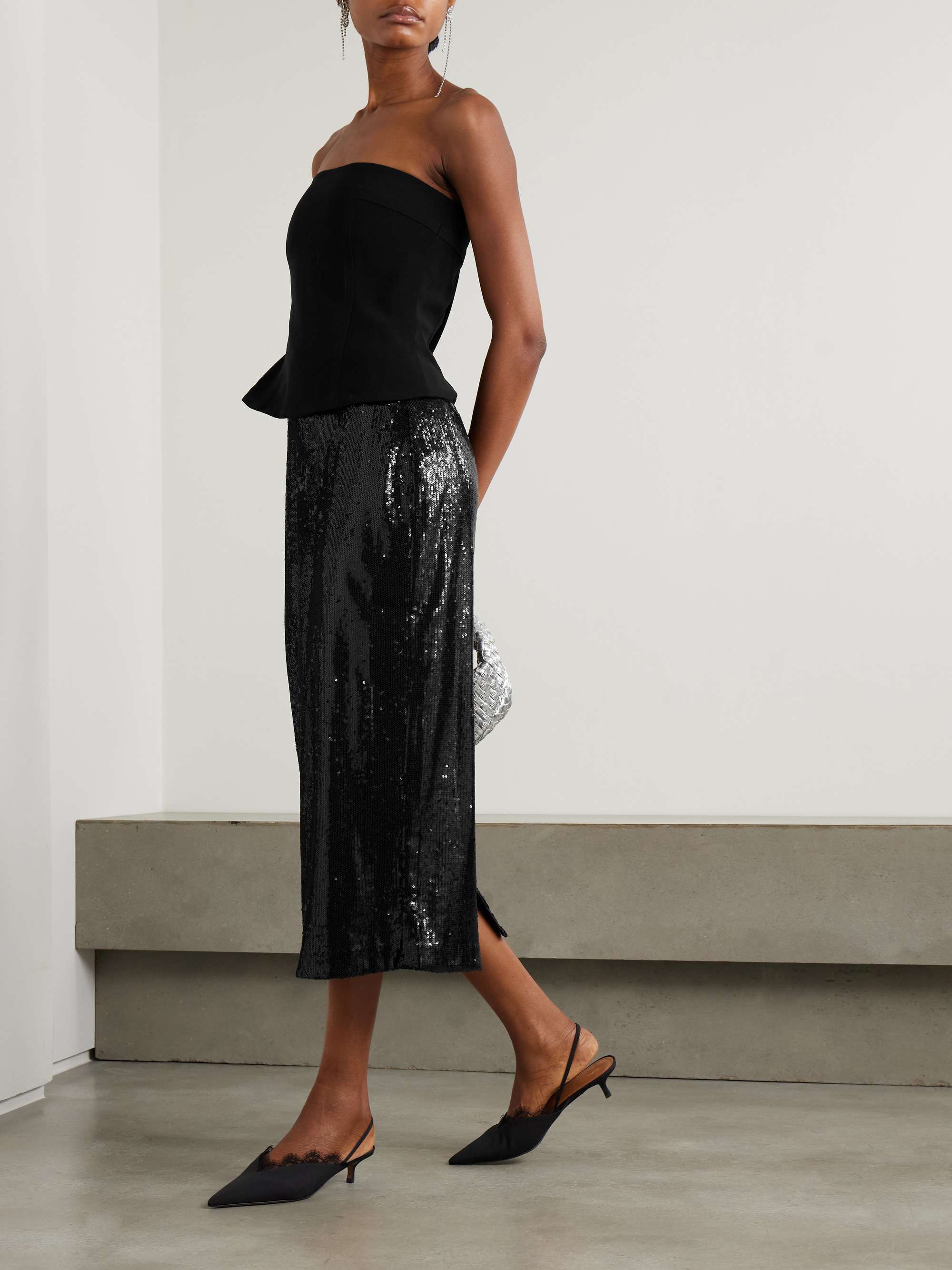 Oona sequined chiffon midi skirt view
