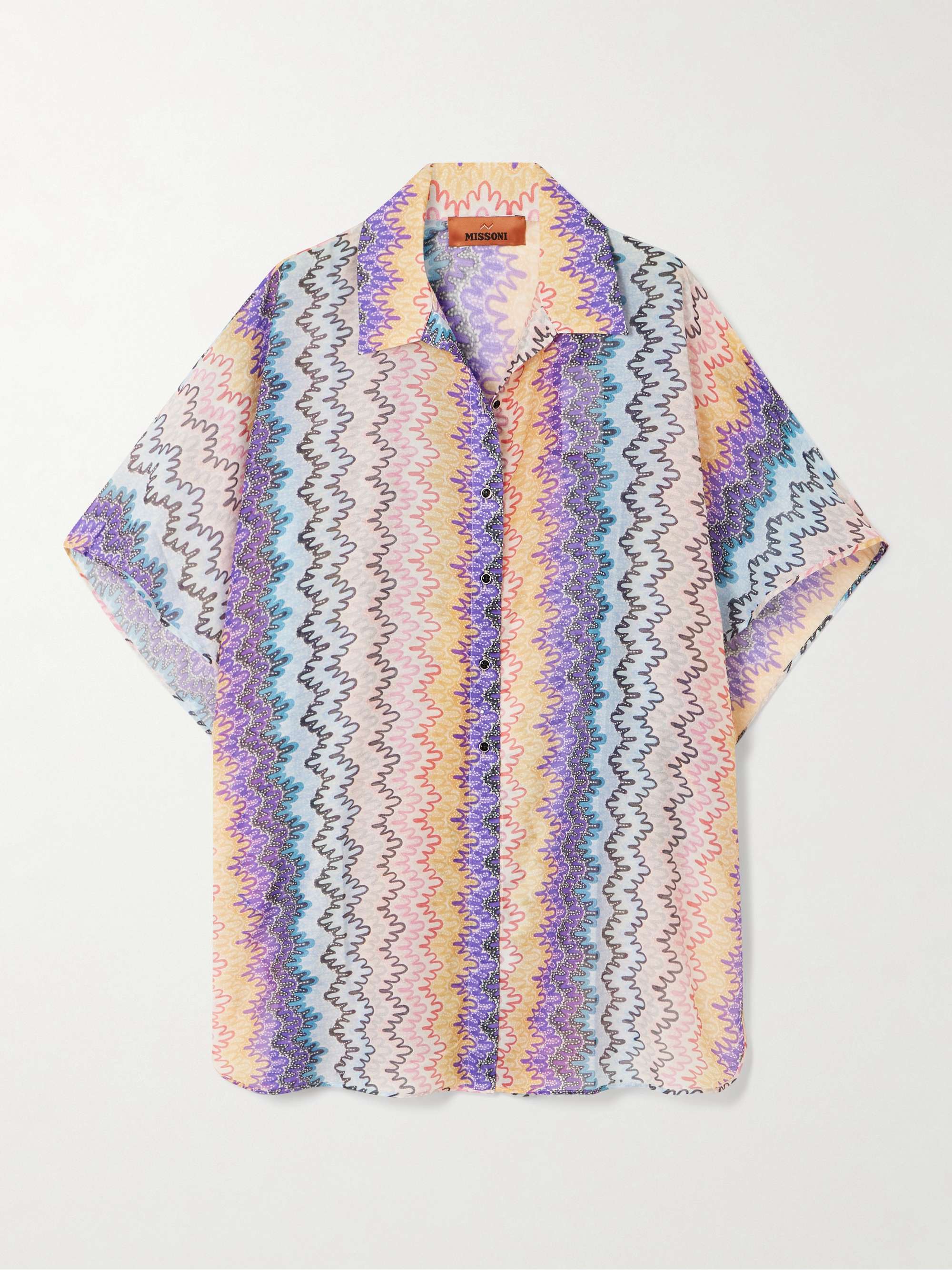 Printed cotton and silk-blend shirt view