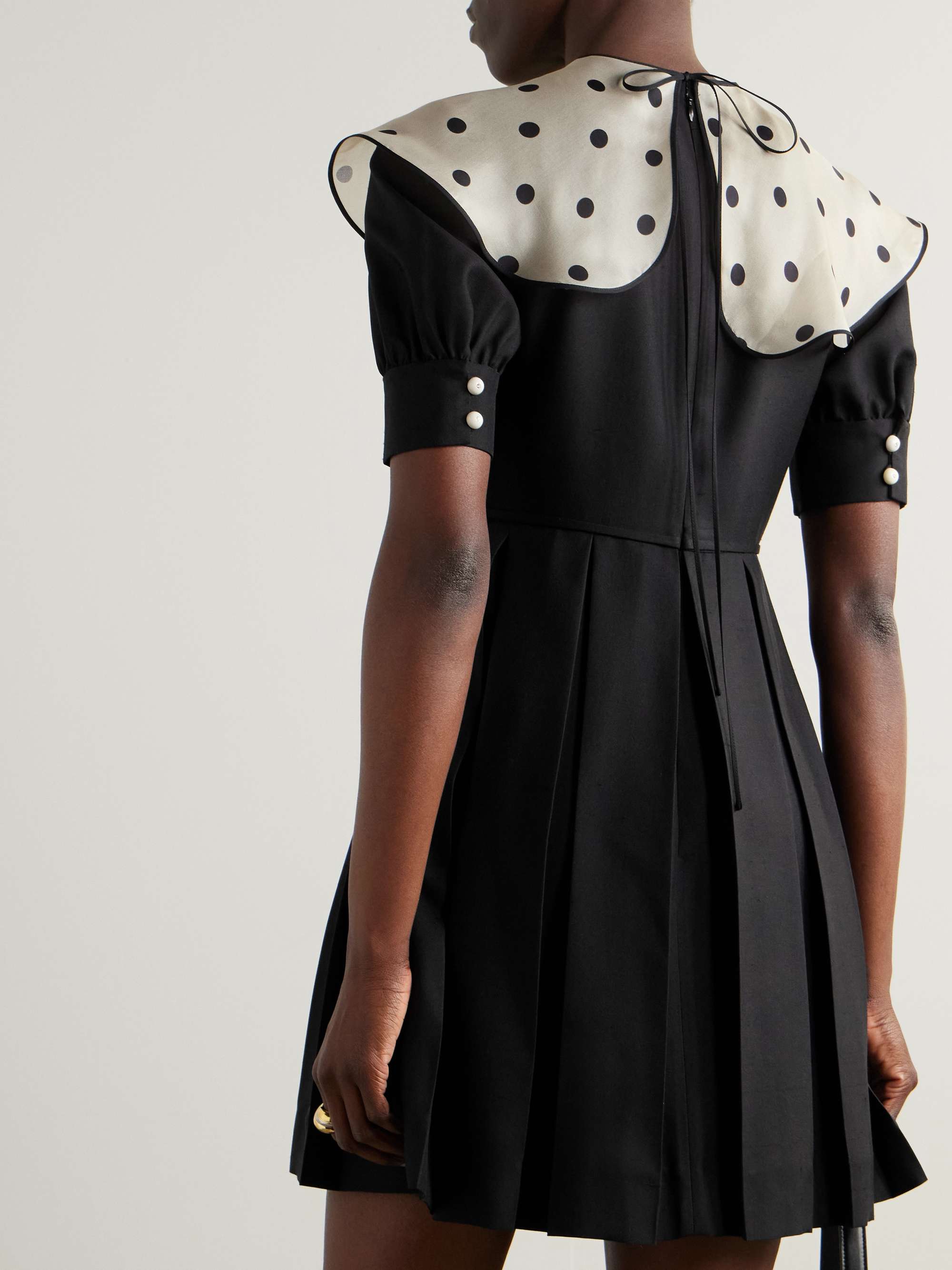 Polka-dot silk-shantung mini dress view