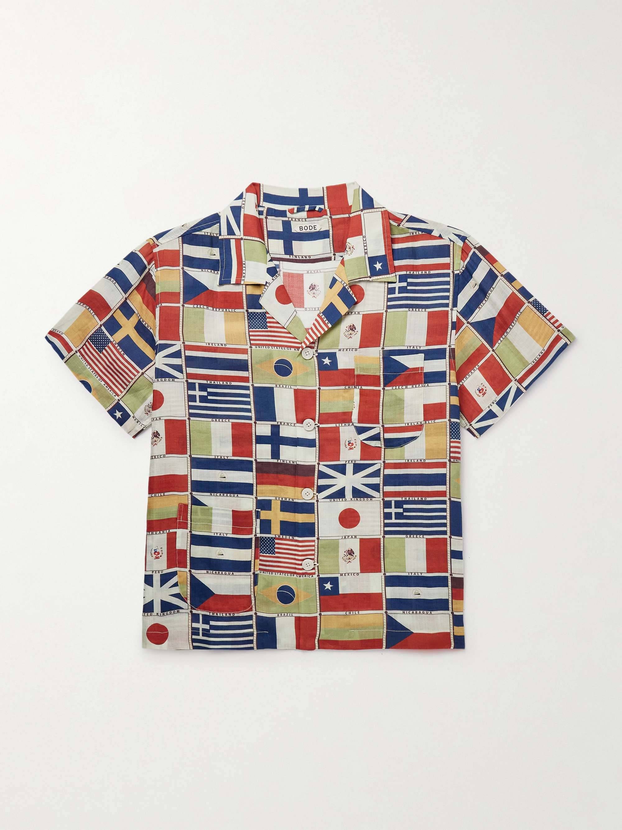 International Camp-Collar Printed Linen Shirt view