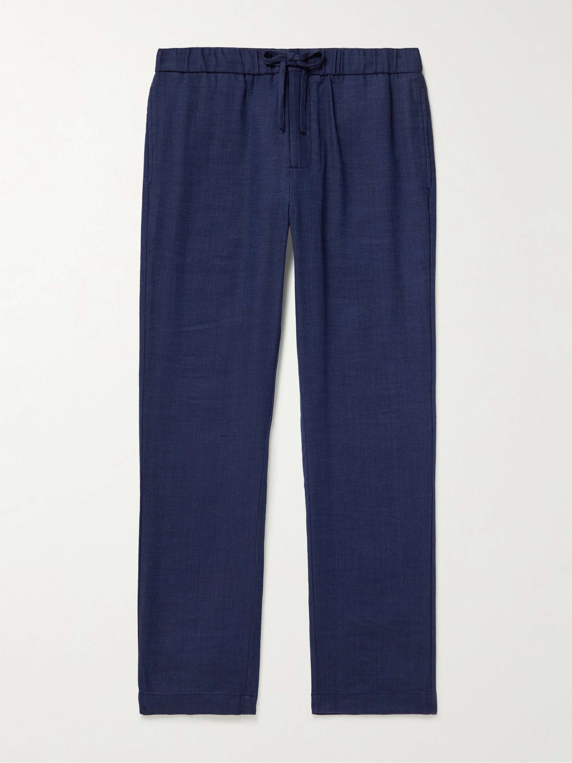 Oscar Straight-Leg Linen and Cotton-Blend Drawstring Trousers view