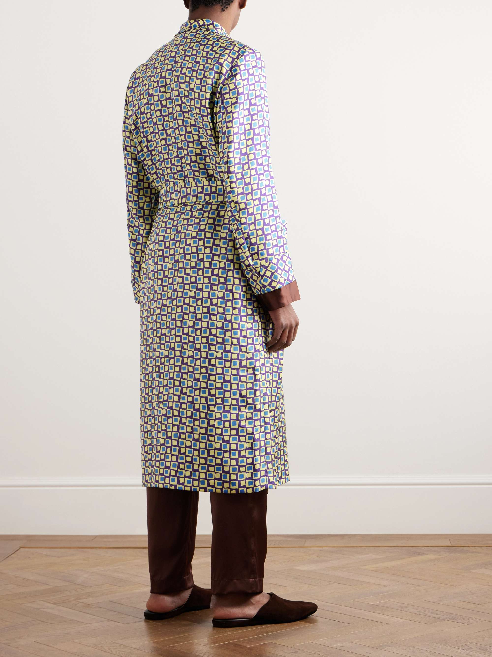 Belted Printed Silk-Twill Robe view