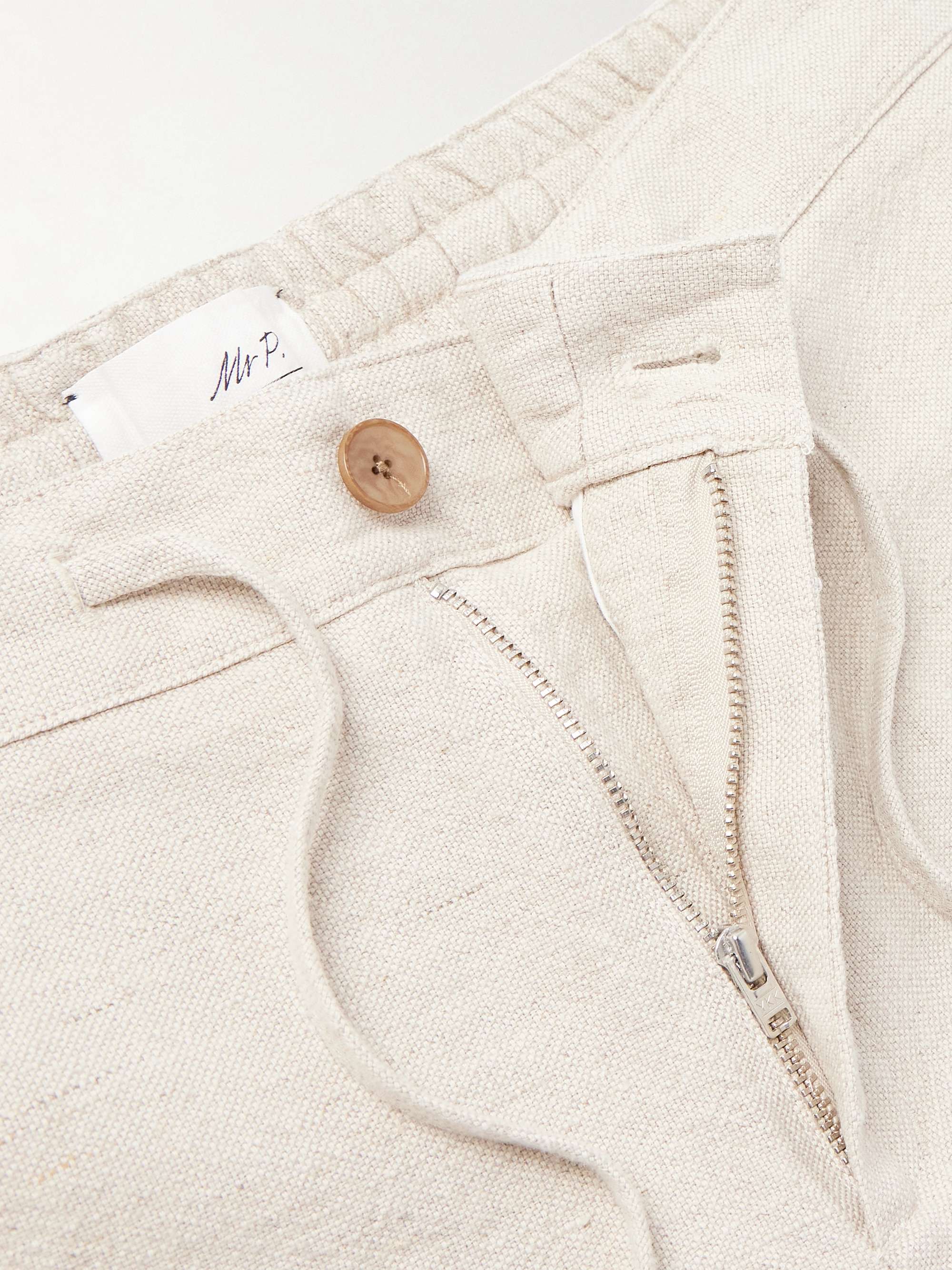 Straight-Leg Linen and Cotton-Blend Drawstring Shorts view
